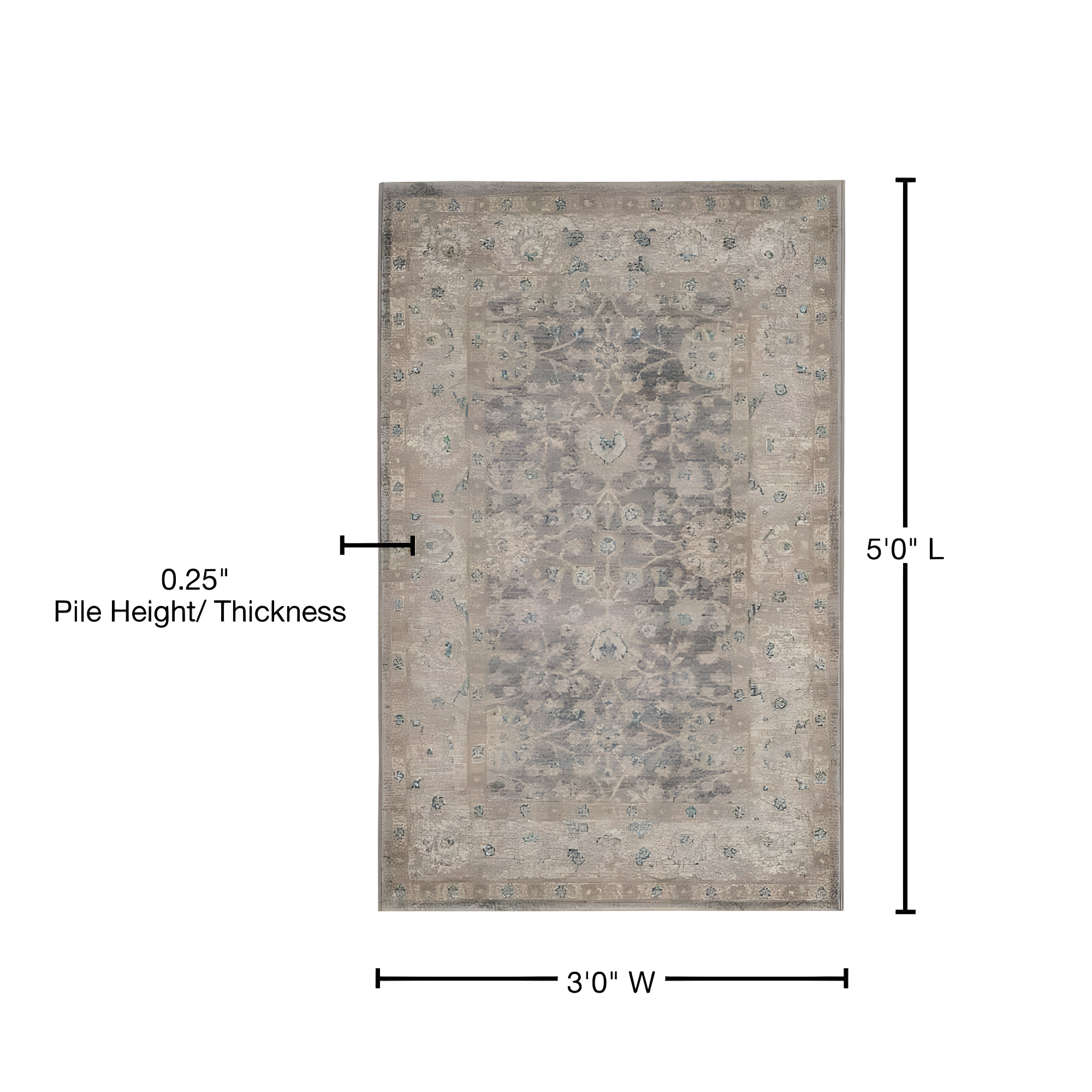 Sofia SOF330 Power Loomed Indoor Accent Rug - Light Grey/Beige - 3'x5' - Safavieh.