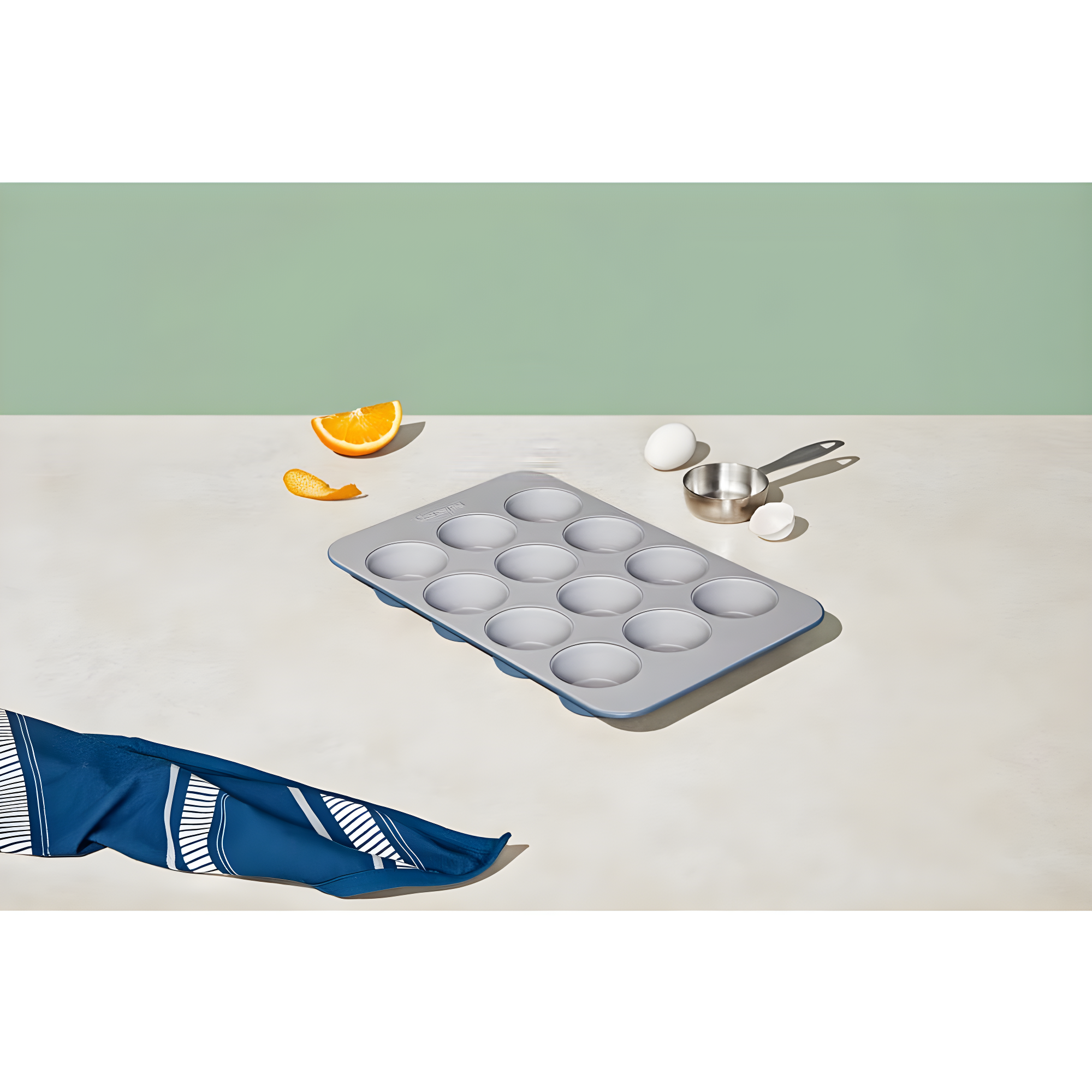 Caraway Home 10.04" Nonstick Ceramic Muffin Pan Slate: Aluminized Steel Cupcake Tin, Hand Wash, 1-Year Warranty