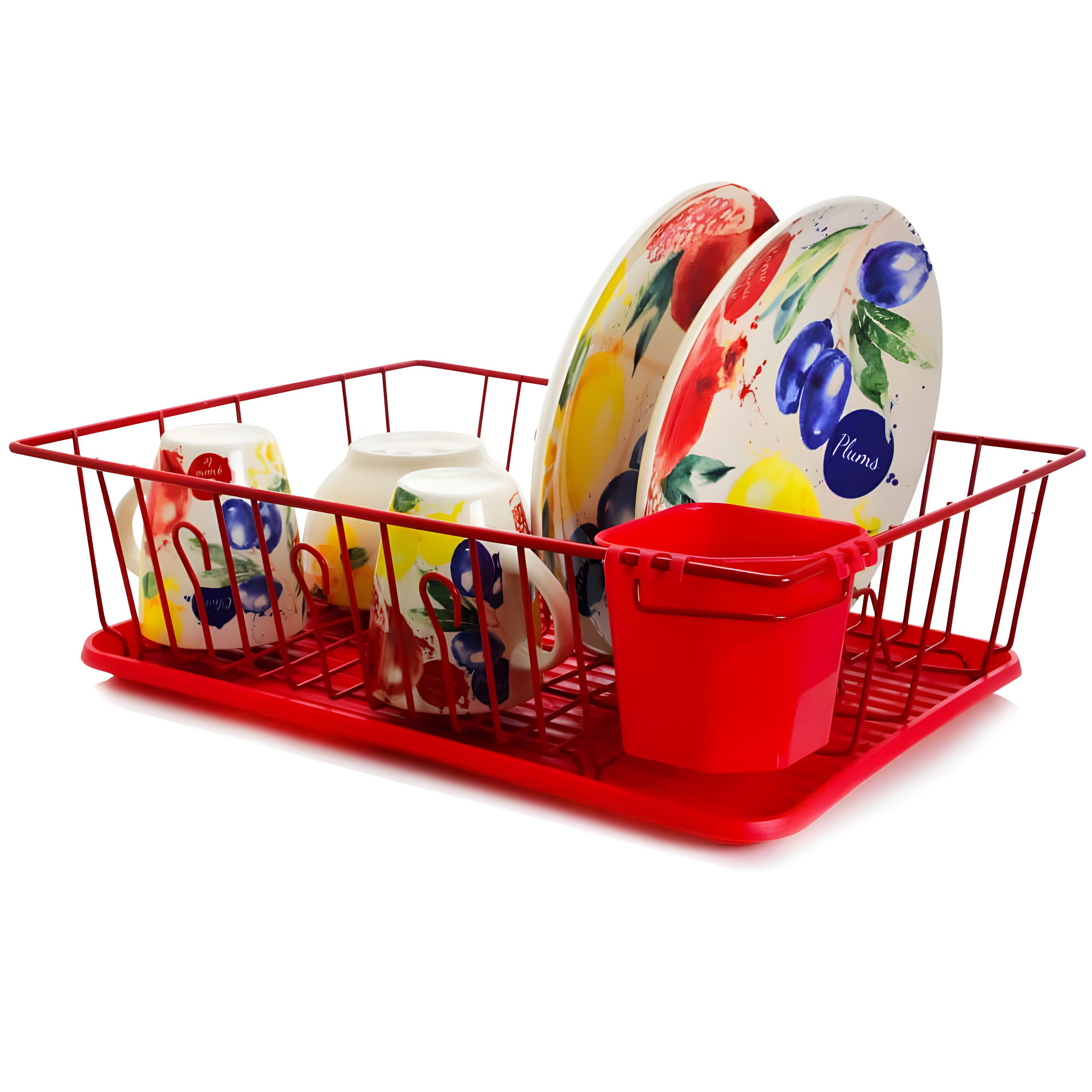 Mega Chef  Red Stainless Steel/Plastic Dish Rack