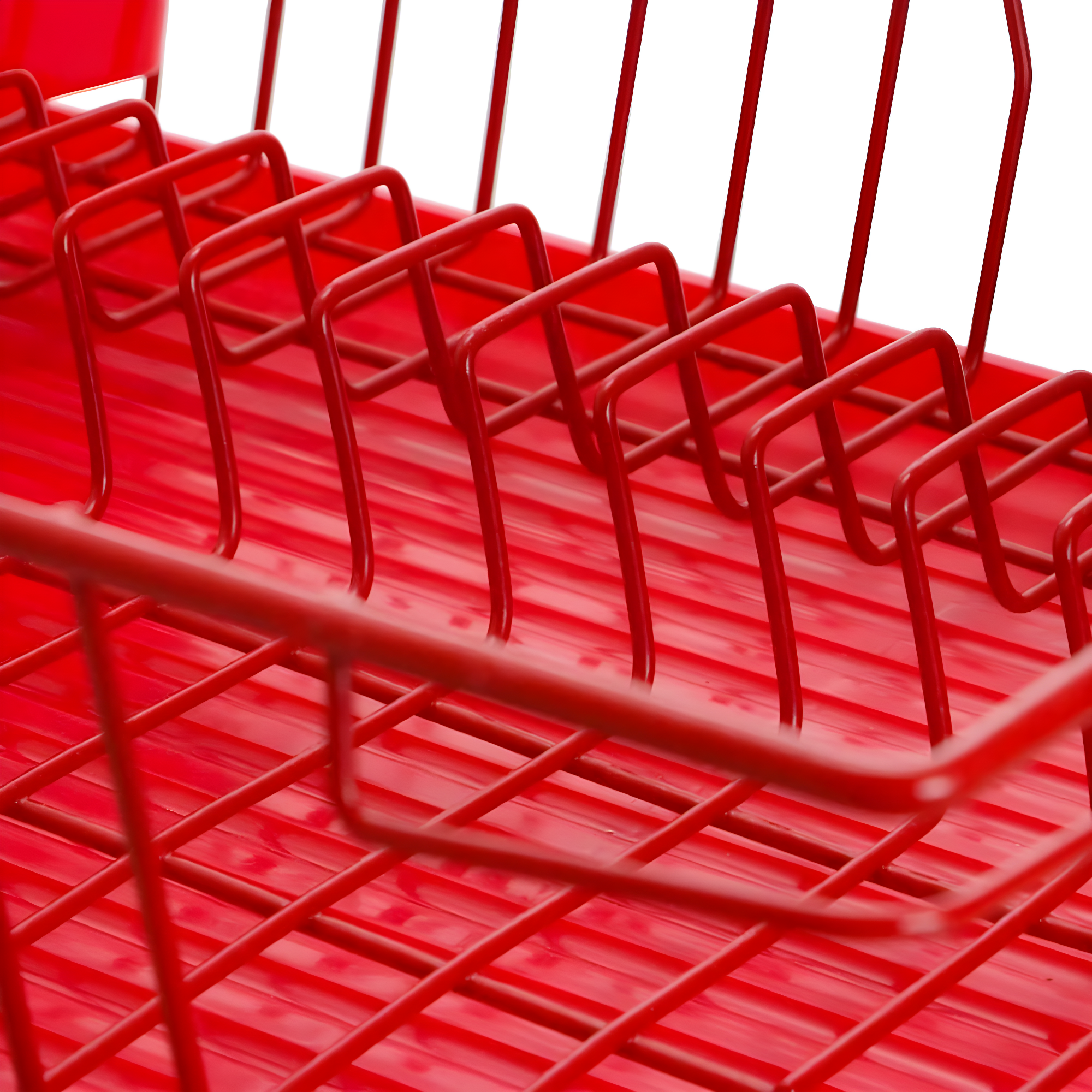 Mega Chef  Red Stainless Steel/Plastic Dish Rack