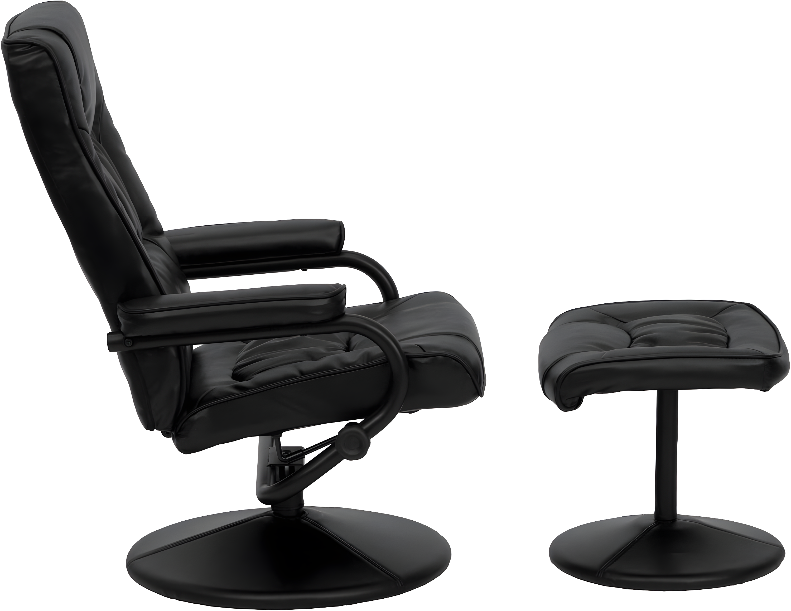 Flash Furniture Rachel Contemporary Multi-Position LeatherSoft Recliner Chair with Ottoman, Black