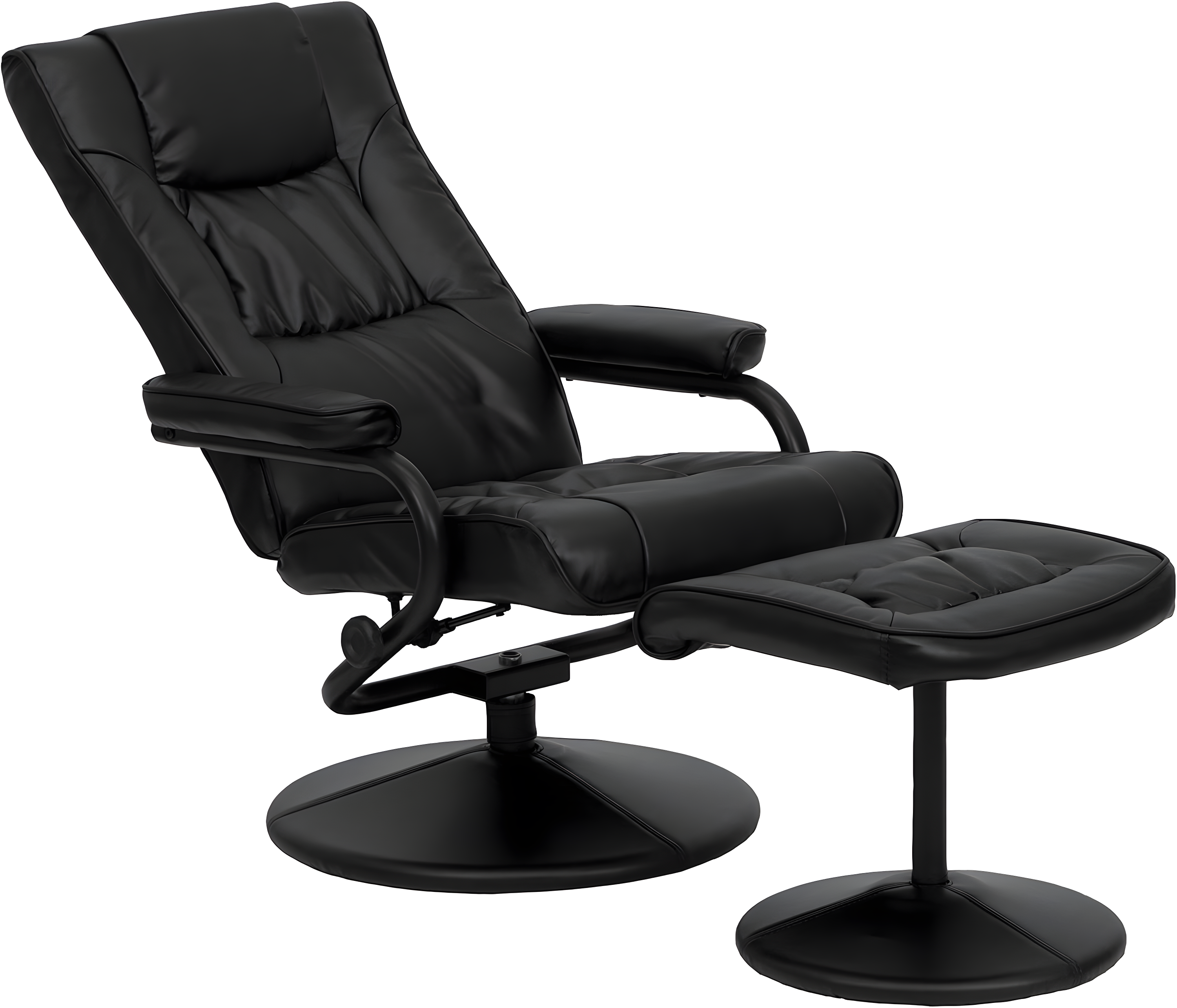 Flash Furniture Rachel Contemporary Multi-Position LeatherSoft Recliner Chair with Ottoman, Black