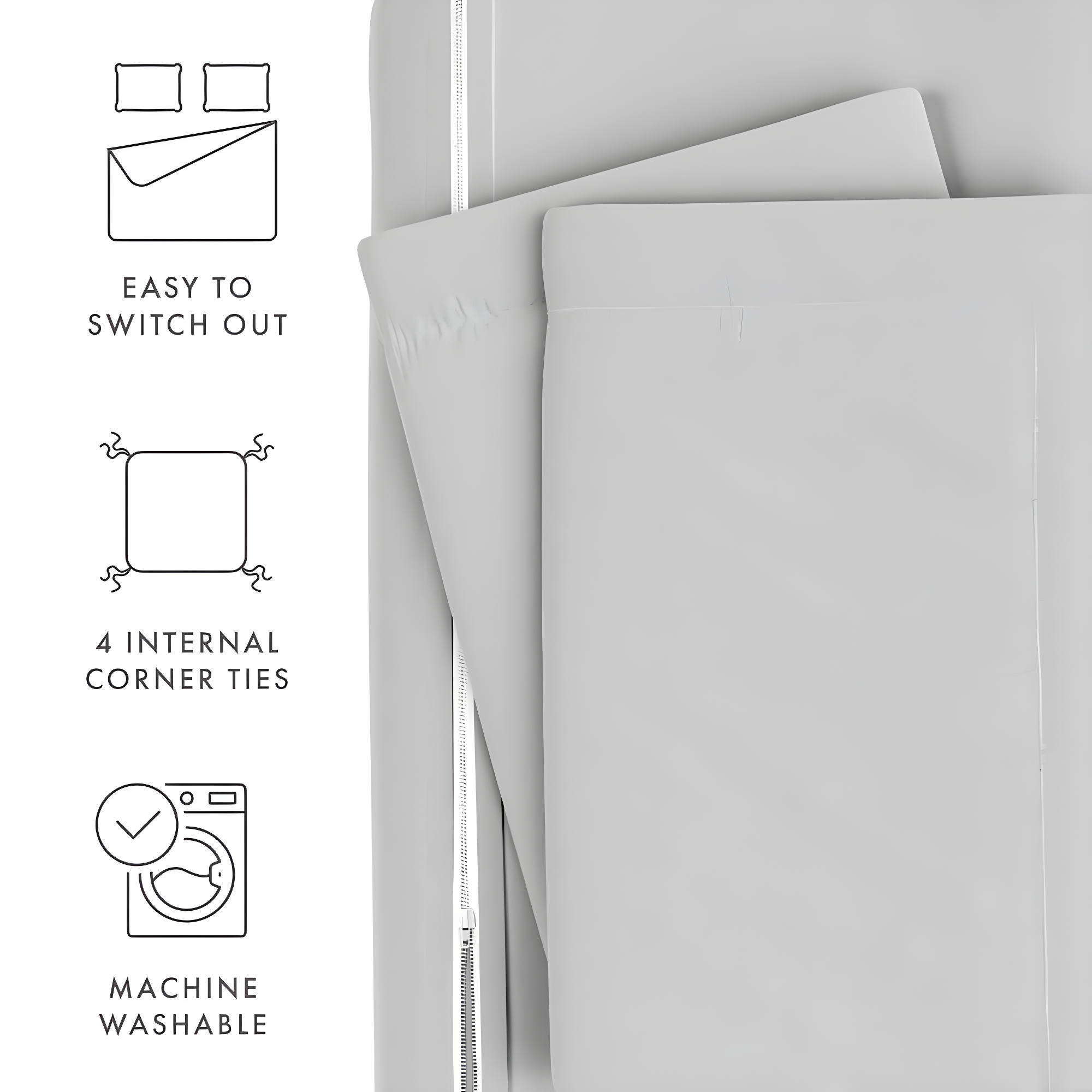 Duvet Cover Set Super Soft Microfiber Bedding in Solid Colors