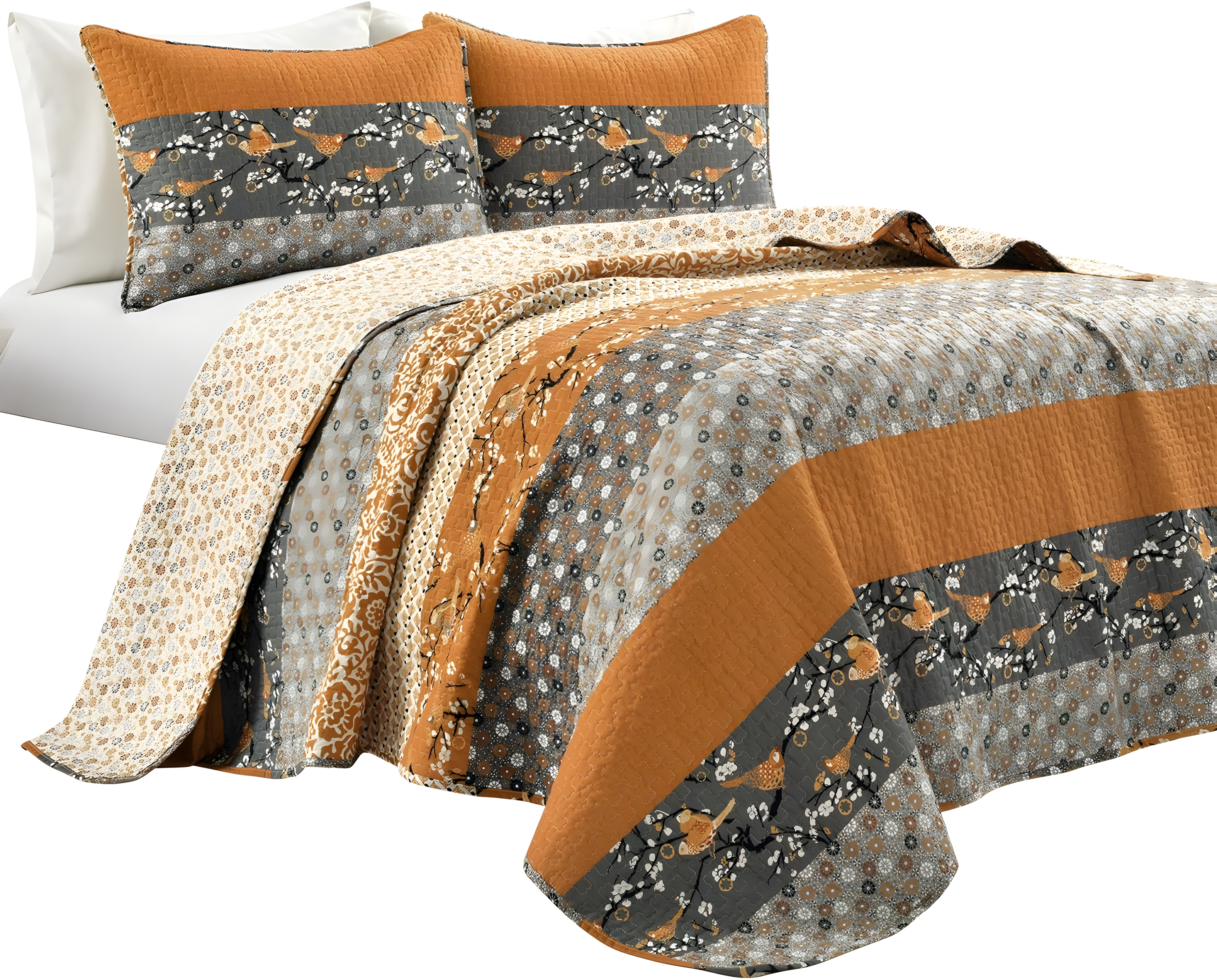 Royal Empire Cotton Reversible 3 Piece Quilt Set