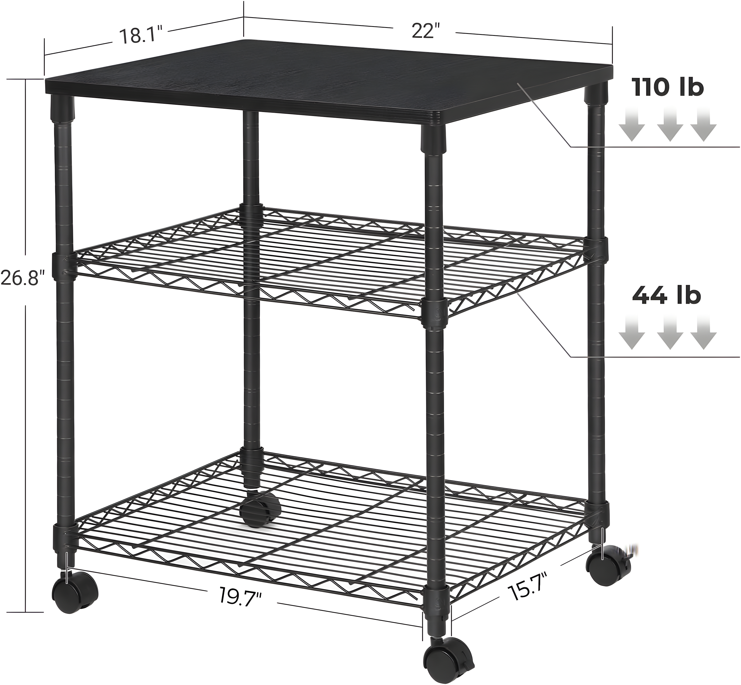 Zimtown Printer Stand Series / 3 Tier Printer Stand(Black)