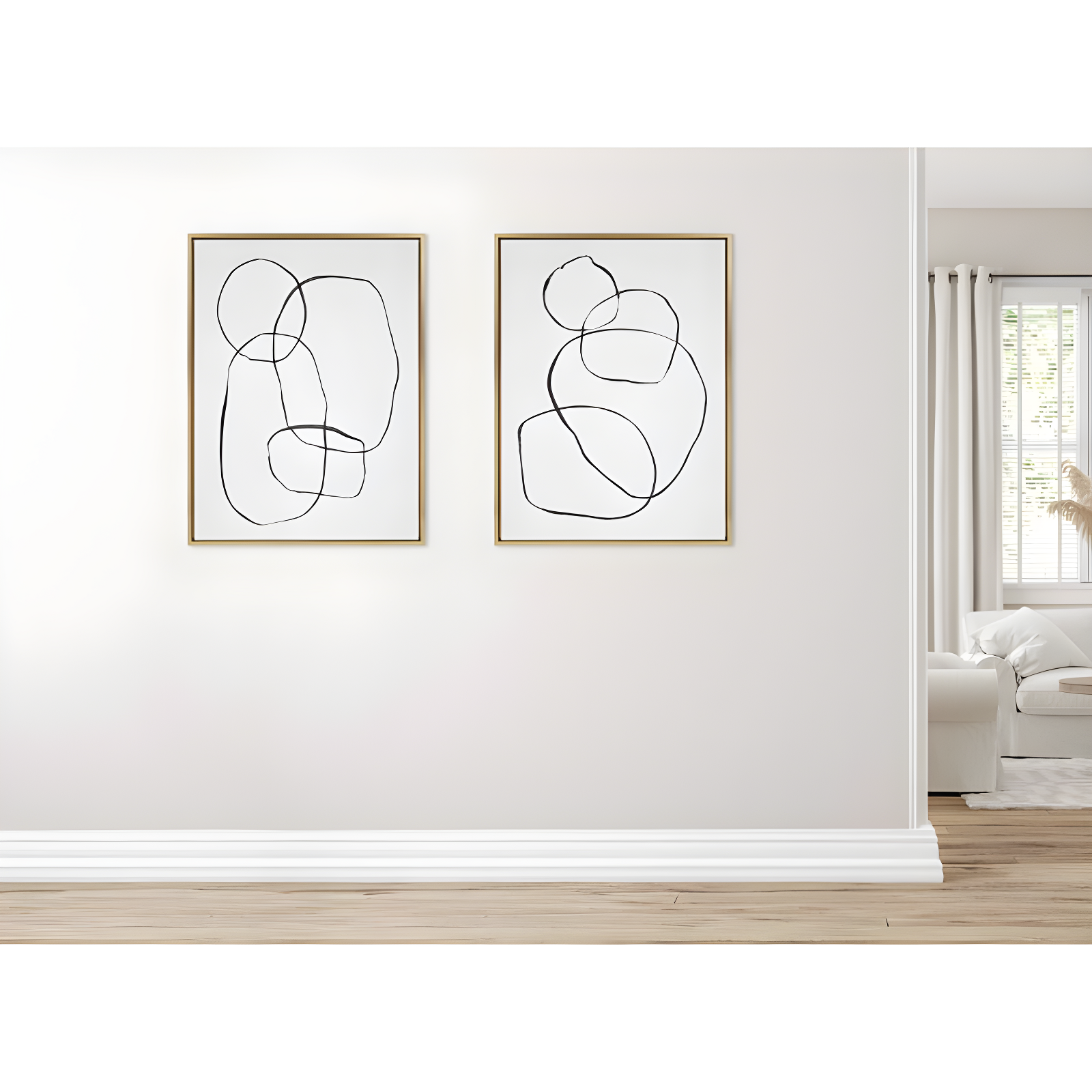 Kate & Laurel All Things Decor: 28"x38" Sylvie Abstract Canvas Art Set, Teju Reval Gold Frame