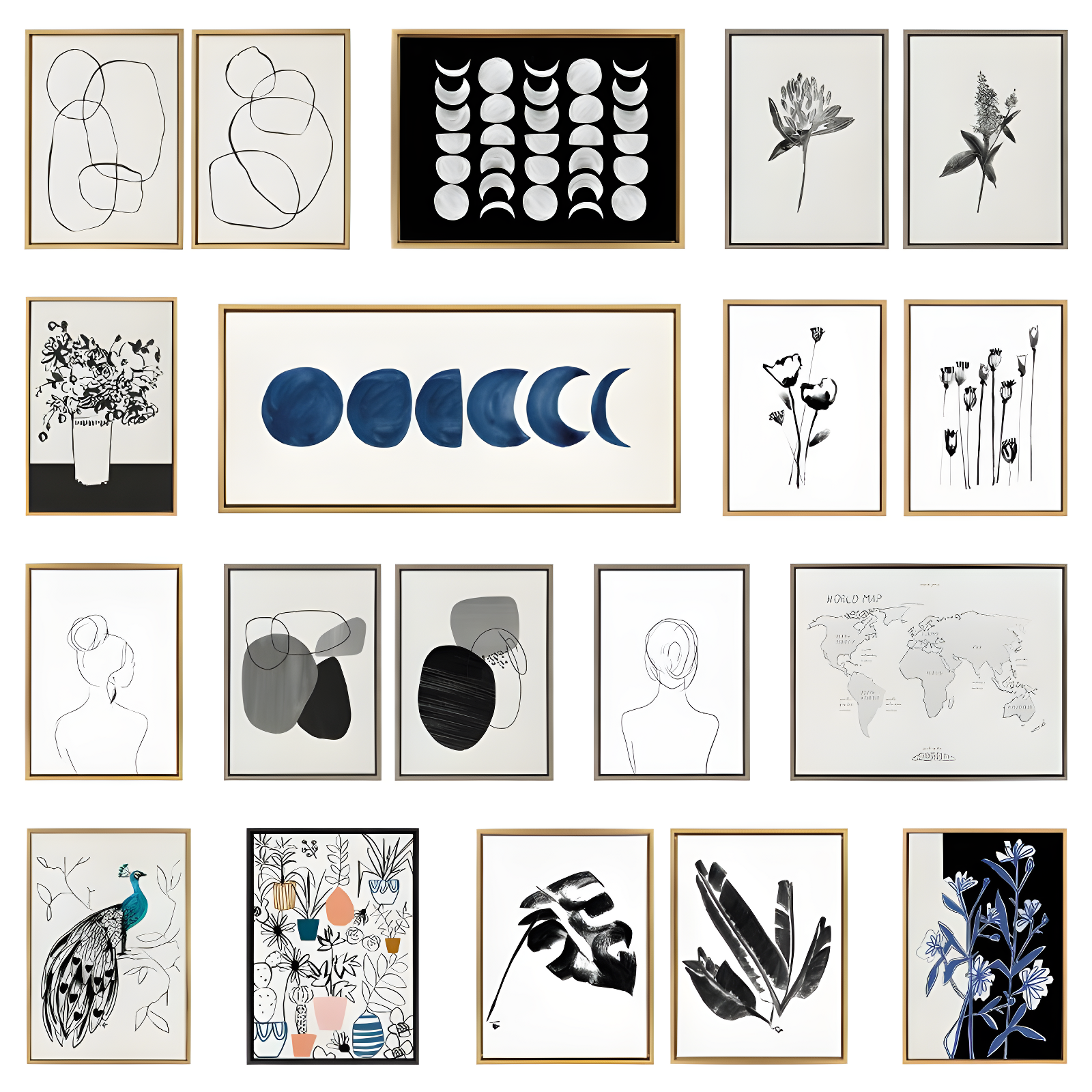 Kate & Laurel All Things Decor: 28"x38" Sylvie Abstract Canvas Art Set, Teju Reval Gold Frame