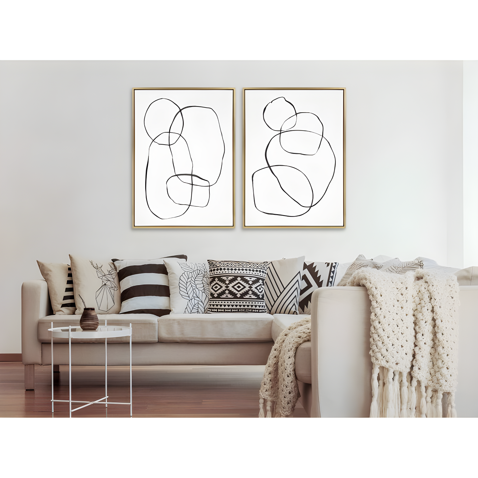 Kate & Laurel All Things Decor: 28"x38" Sylvie Abstract Canvas Art Set, Teju Reval Gold Frame