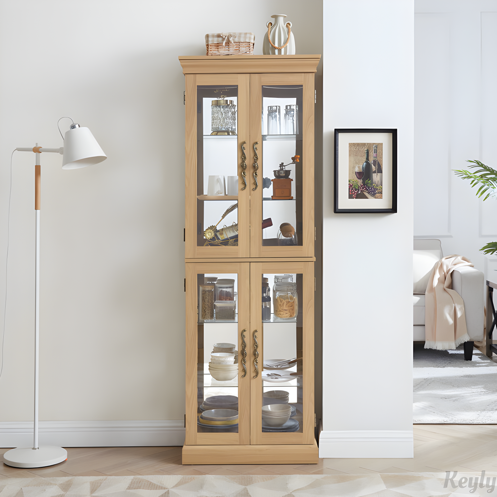 Lighted Glass Storage Display Cabinet
