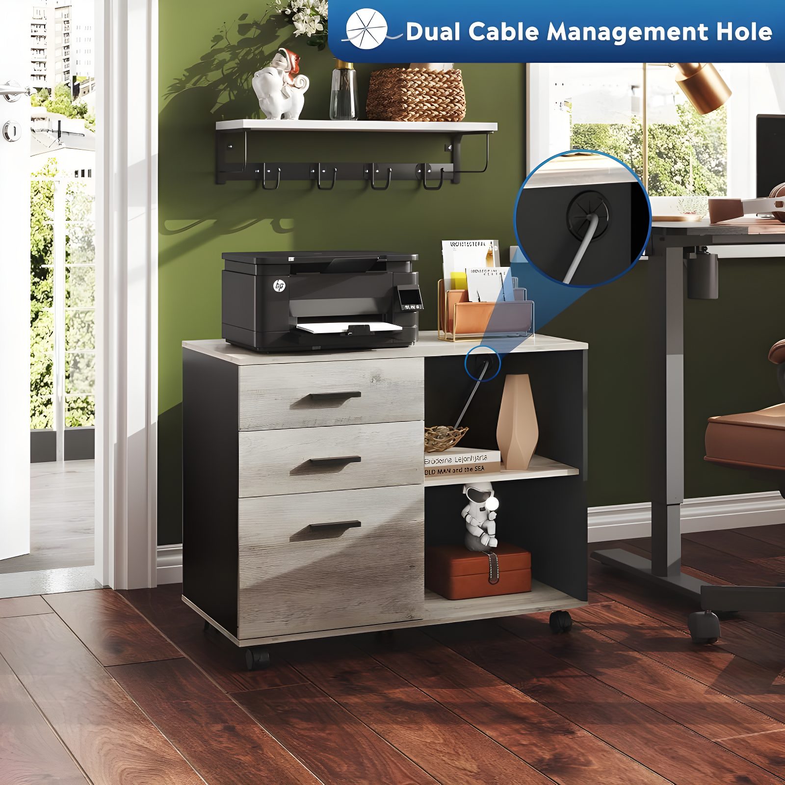 MOHAAB 24.7" H x 31.3" W Printer Stand with Wheels