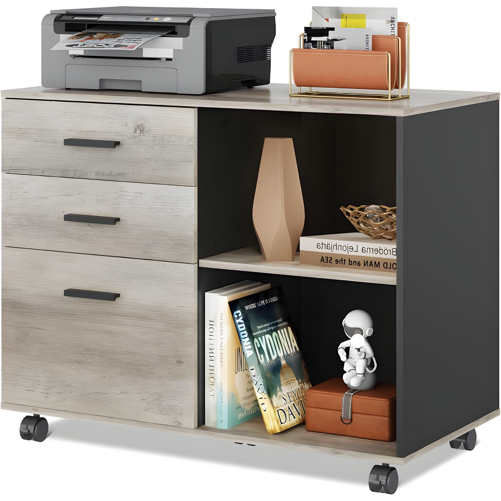 MOHAAB 24.7" H x 31.3" W Printer Stand with Wheels