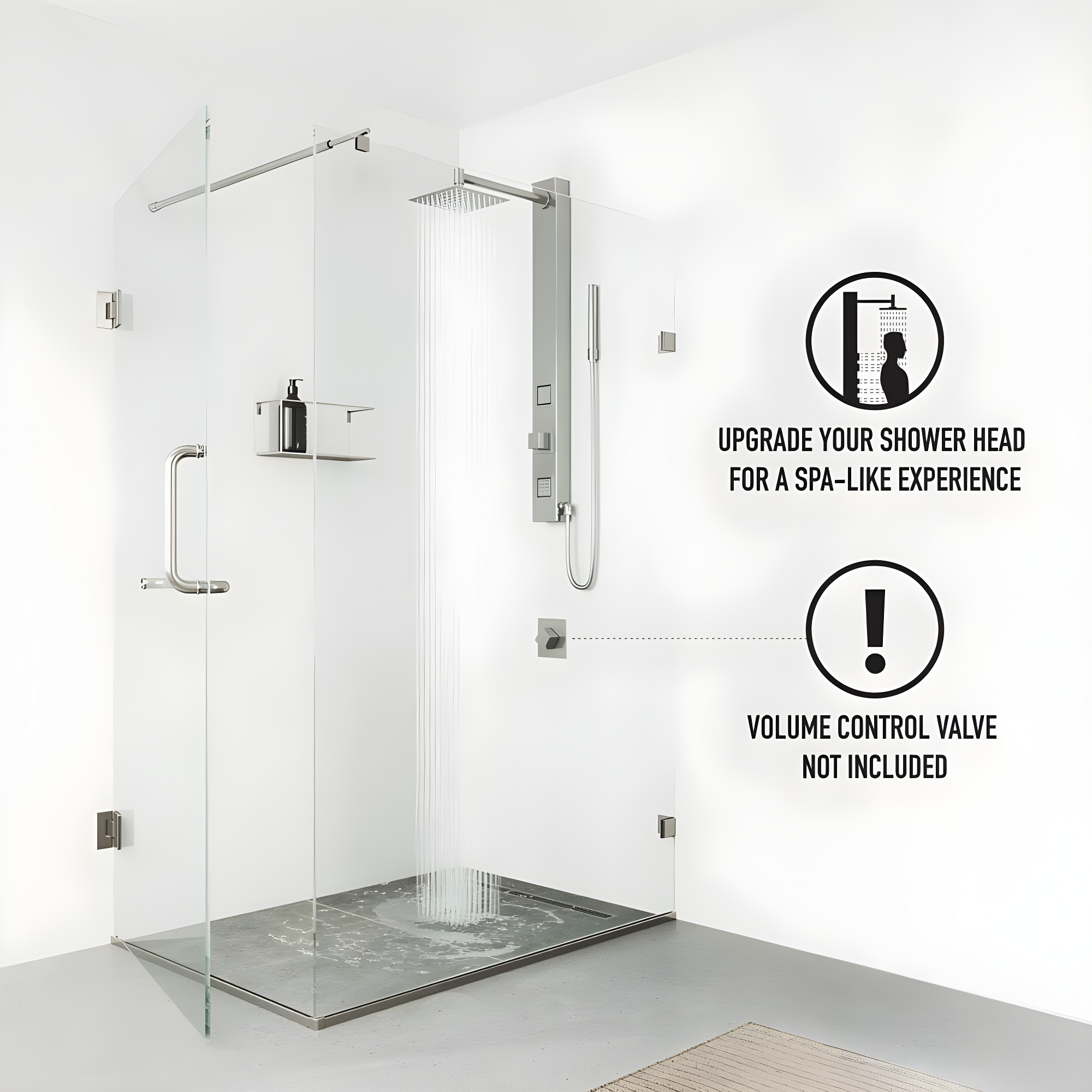 Orchid 39" H X 4" W 2-Jet Shower System with Hand Wand - Requires existing shower head connection