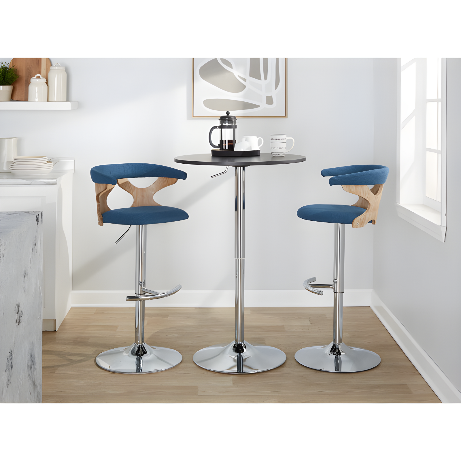 Gardenia Swivel Upholstered Adjustable Height Counter Stool with Metal Frame (Set of 2)
