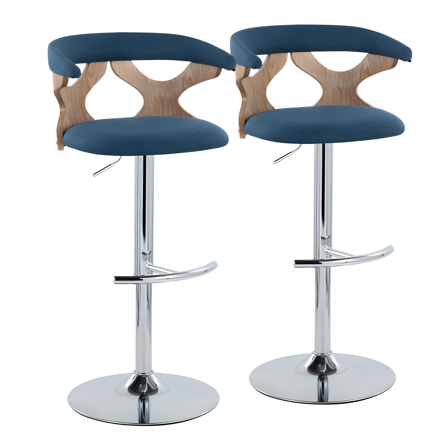 Gardenia Swivel Upholstered Adjustable Height Counter Stool with Metal Frame (Set of 2)