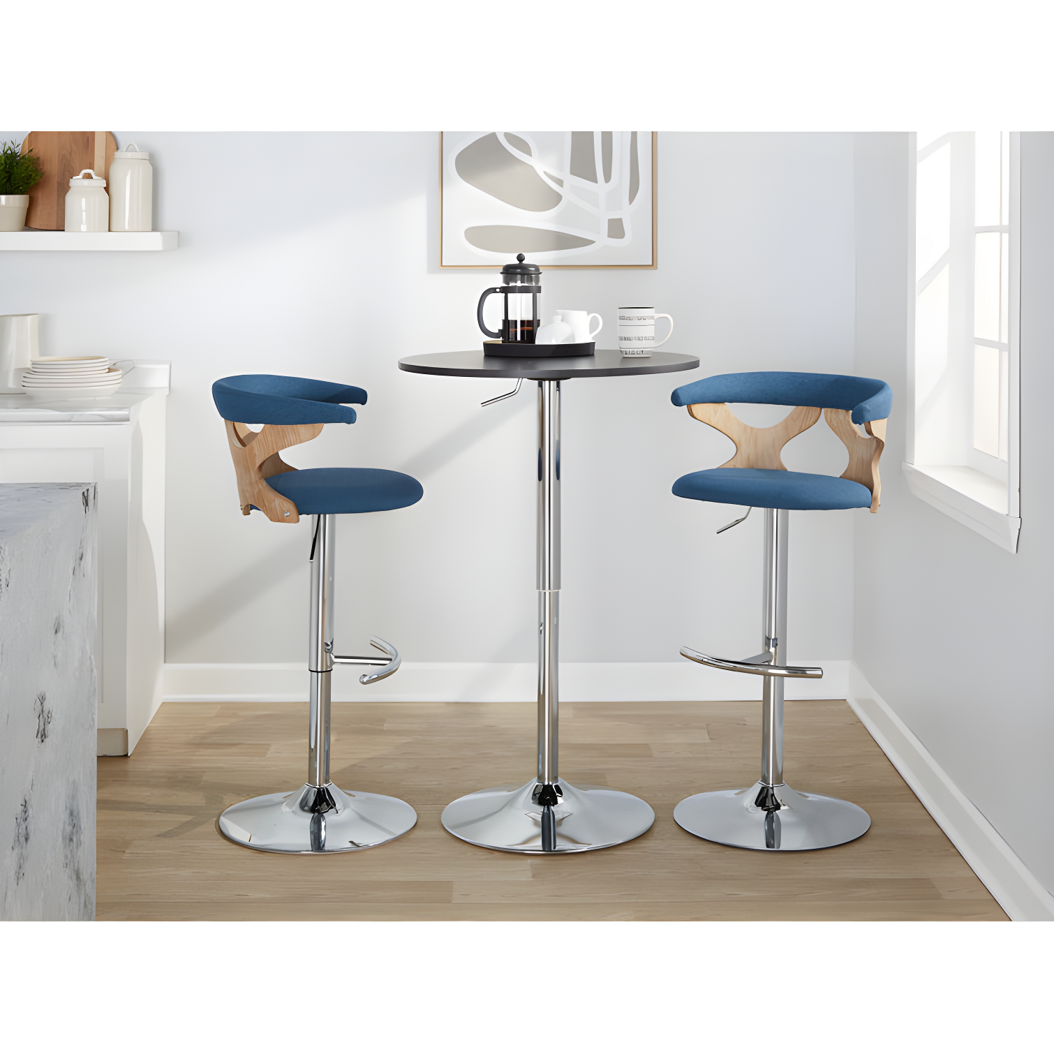 Gardenia Swivel Upholstered Adjustable Height Counter Stool with Metal Frame (Set of 2)