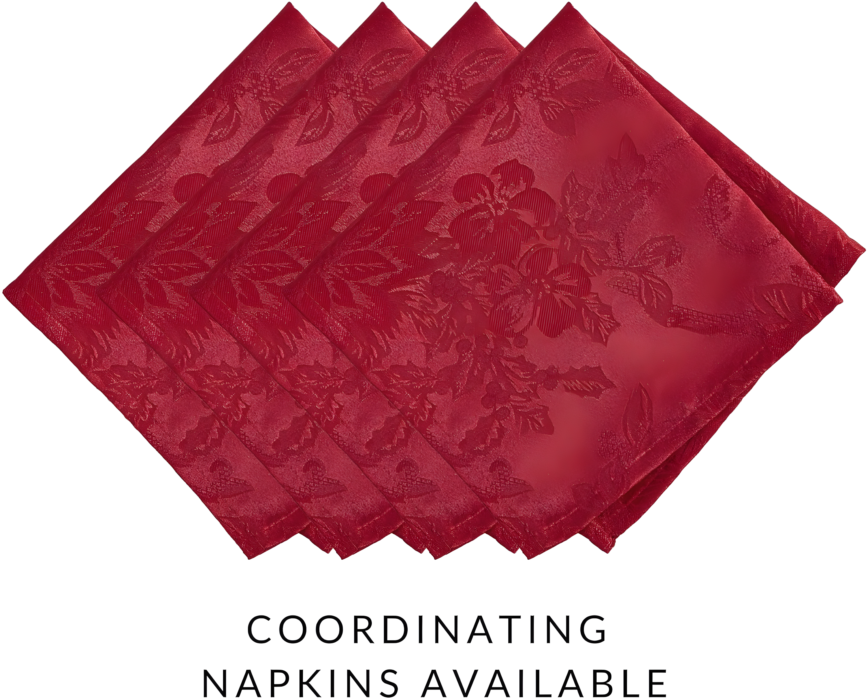 Poinsettia Elegance Jacquard Holiday Placemat, Set of 4 - 13" x 19" - Red - Elrene Home Fashions