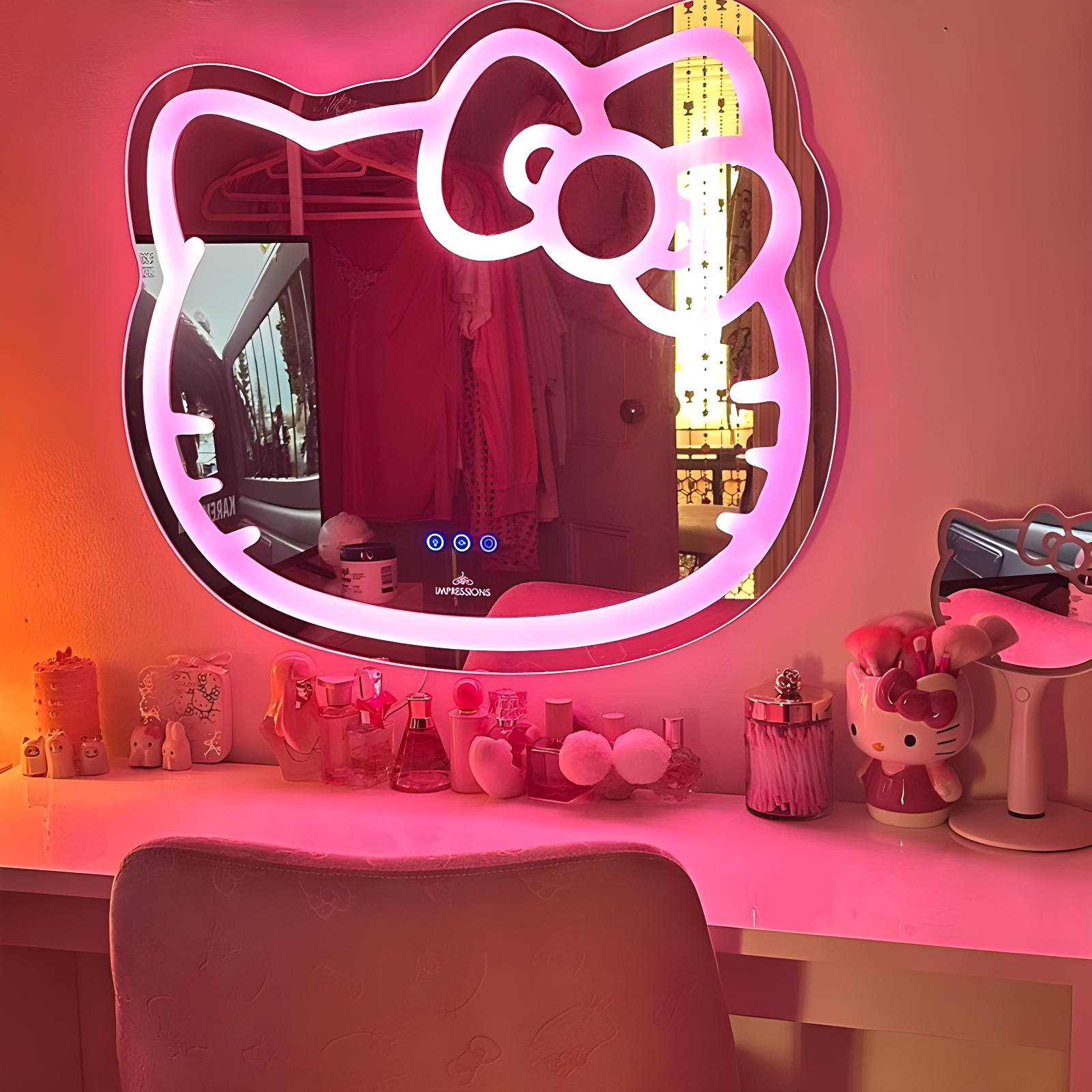 IMPRESSIONS VANITY · COMPANY Hello Kitty Wall Mirror with Wi-Fi, Smart Touch Sensitive Makeup Vanity Mirror with App Controller