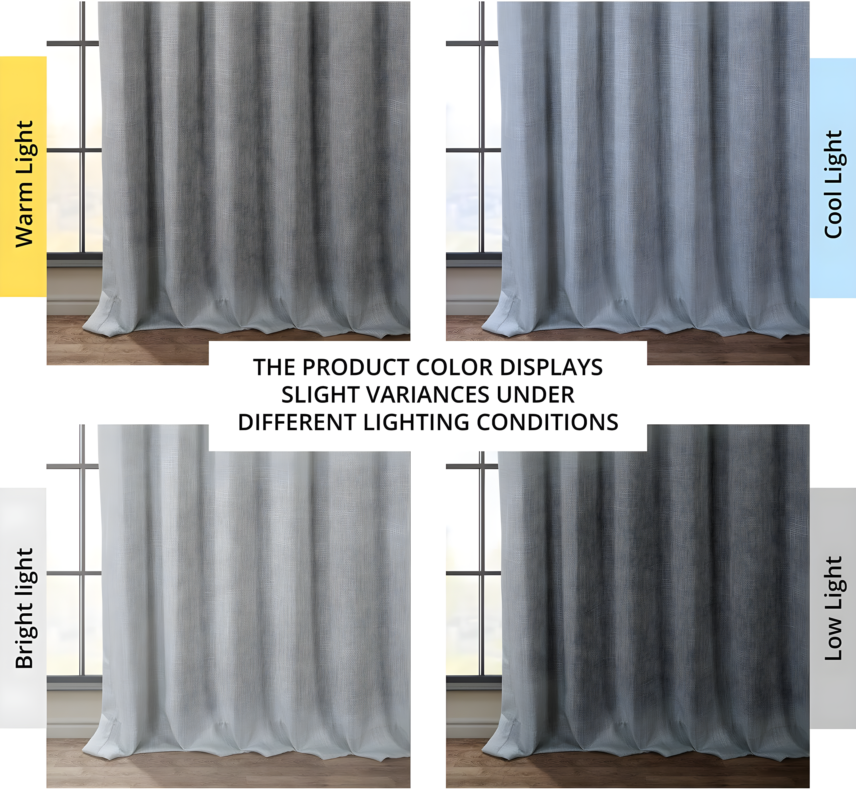 Heather Grey Faux Linen Room Darkening Curtain (1 Panel), Heather Grey, 50W X 120L