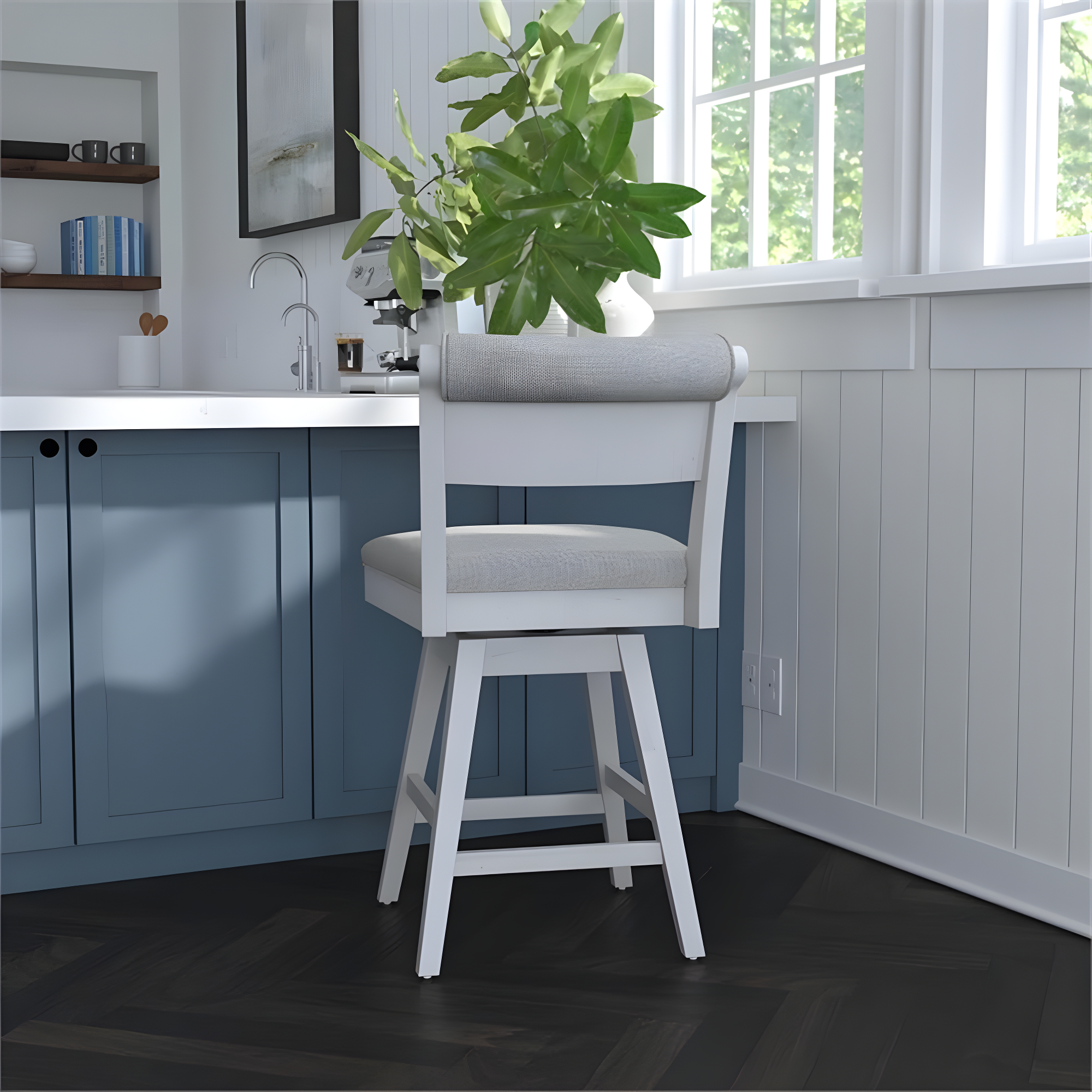 Clarion Counter Height Barstool Height Swivel with Footrest, Fog Gray Seat - Hillsdale Furniture