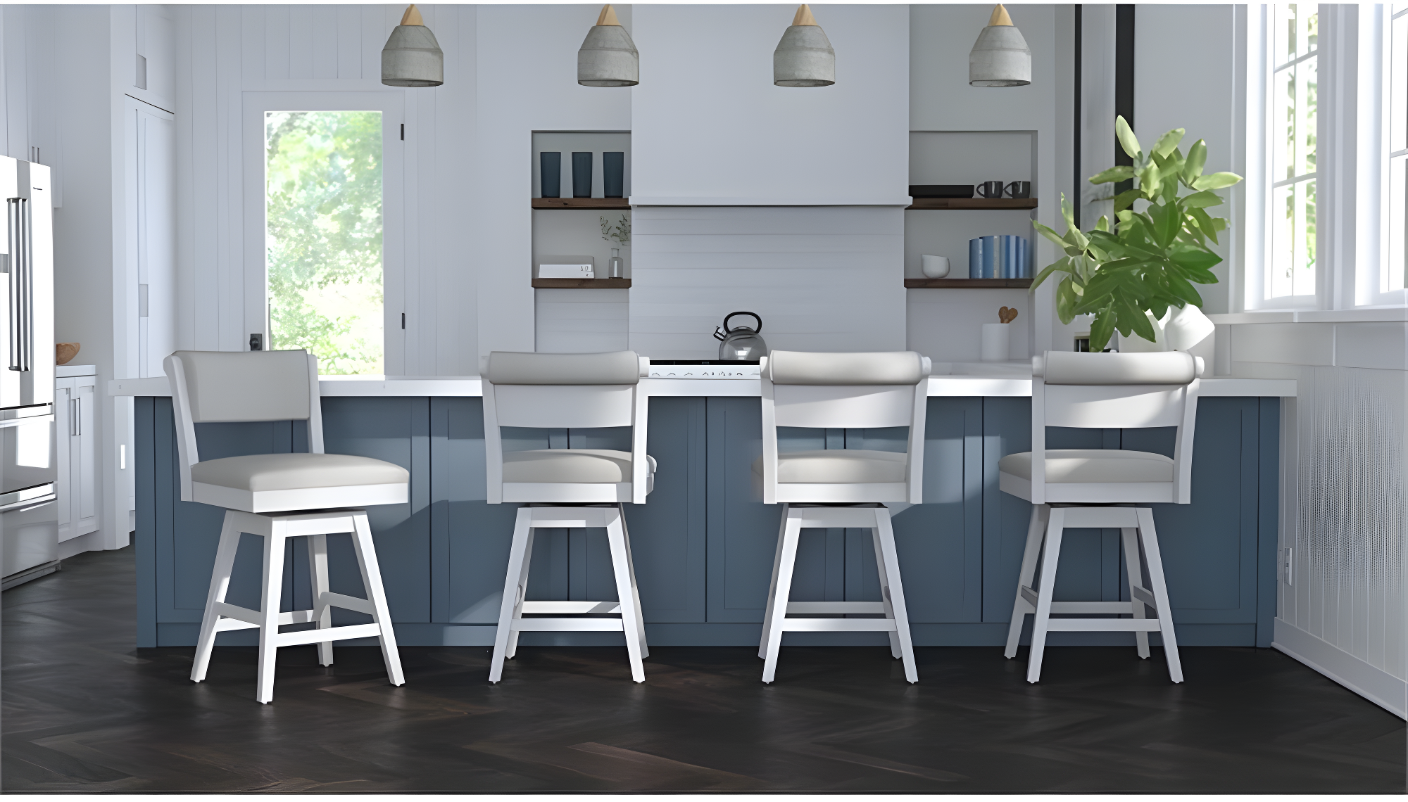 Clarion Counter Height Barstool Height Swivel with Footrest, Fog Gray Seat - Hillsdale Furniture