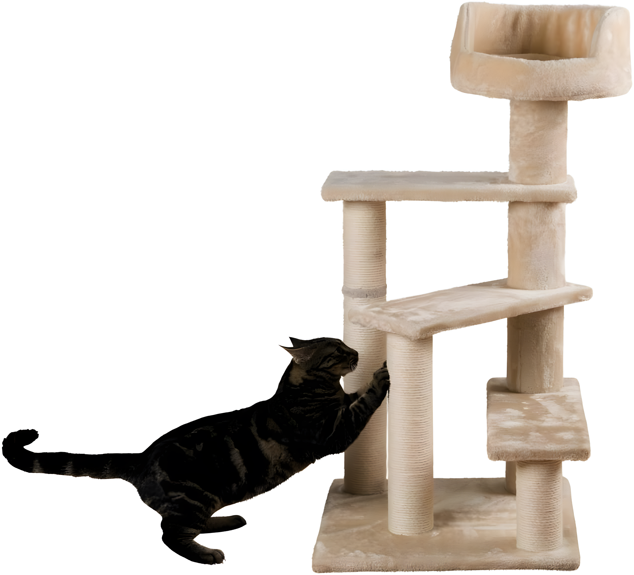 TRIXIE Tulia Senior 40.2" Cat Tower, 4-Level Cat Tree, Sisal Scratching Posts, Plush Platforms, Top Platform Bed
