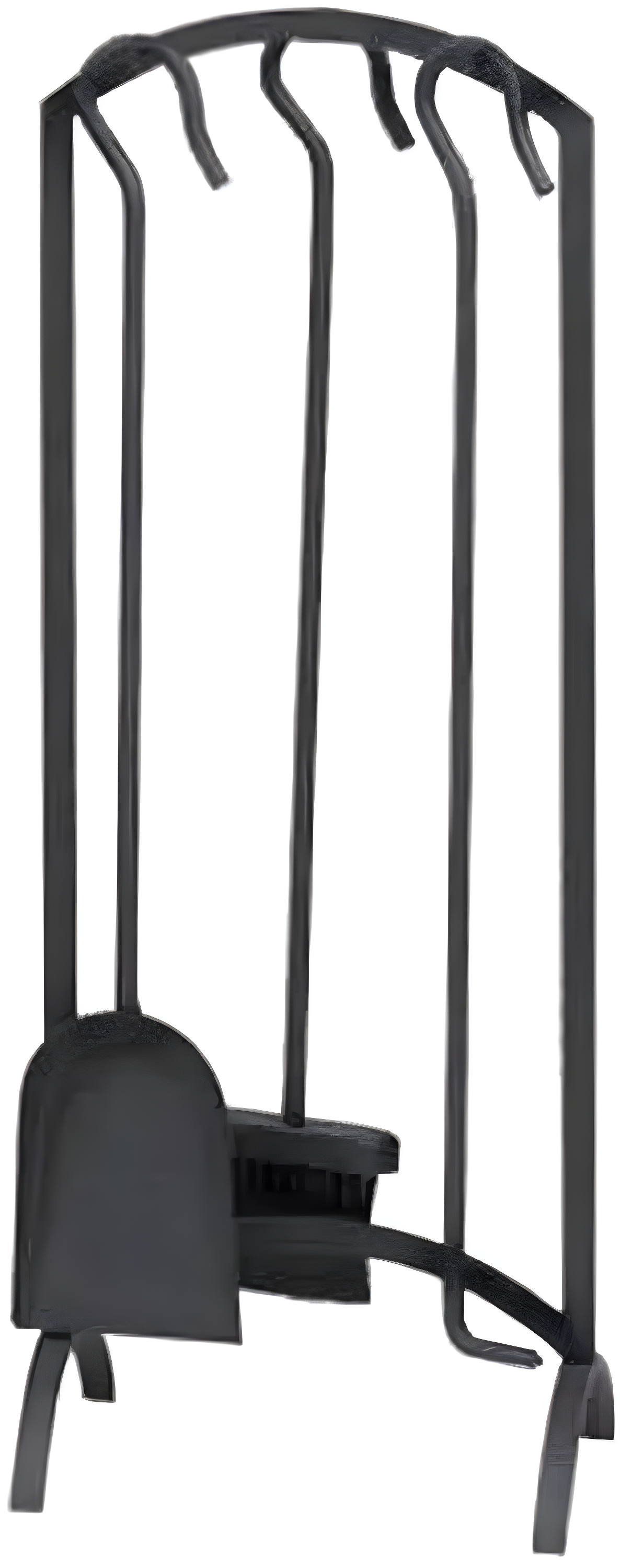 Panacea 4-Piece Arch Top Firewood Tool Set with Fireplace Brush, Shovel, Poker, and Stand for Indoor and Outdoor Fireplaces, Black