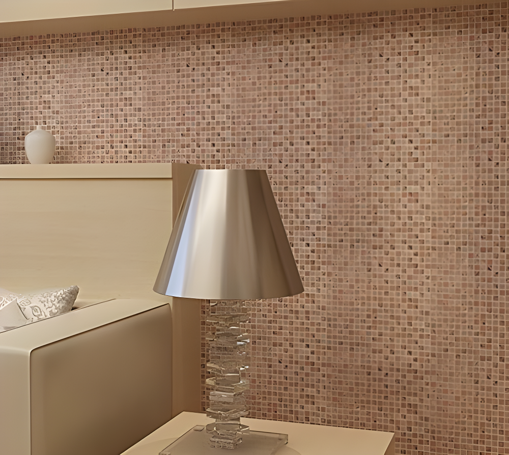 Luxury Glass Stone Tile Rose Gold Glitter Metal Mosaic Accent Backsplash Tiles in Kitchen Bathroom Walls and Fireplace Decor (5 Square Feet)