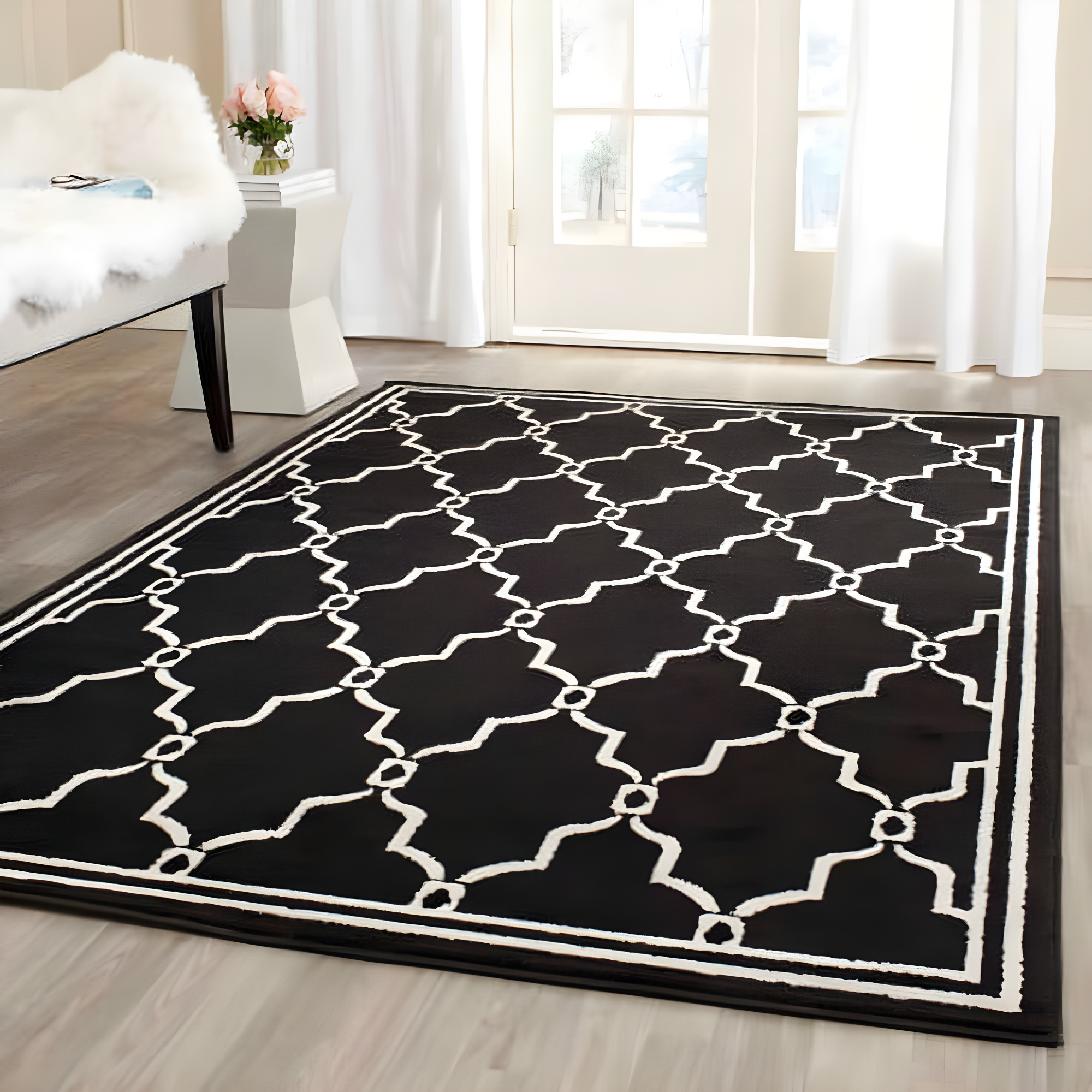 Amherst AMT414 Power Loomed Indoor Area Rug - Anthracite/Ivory - 4'x6' - Safavieh
