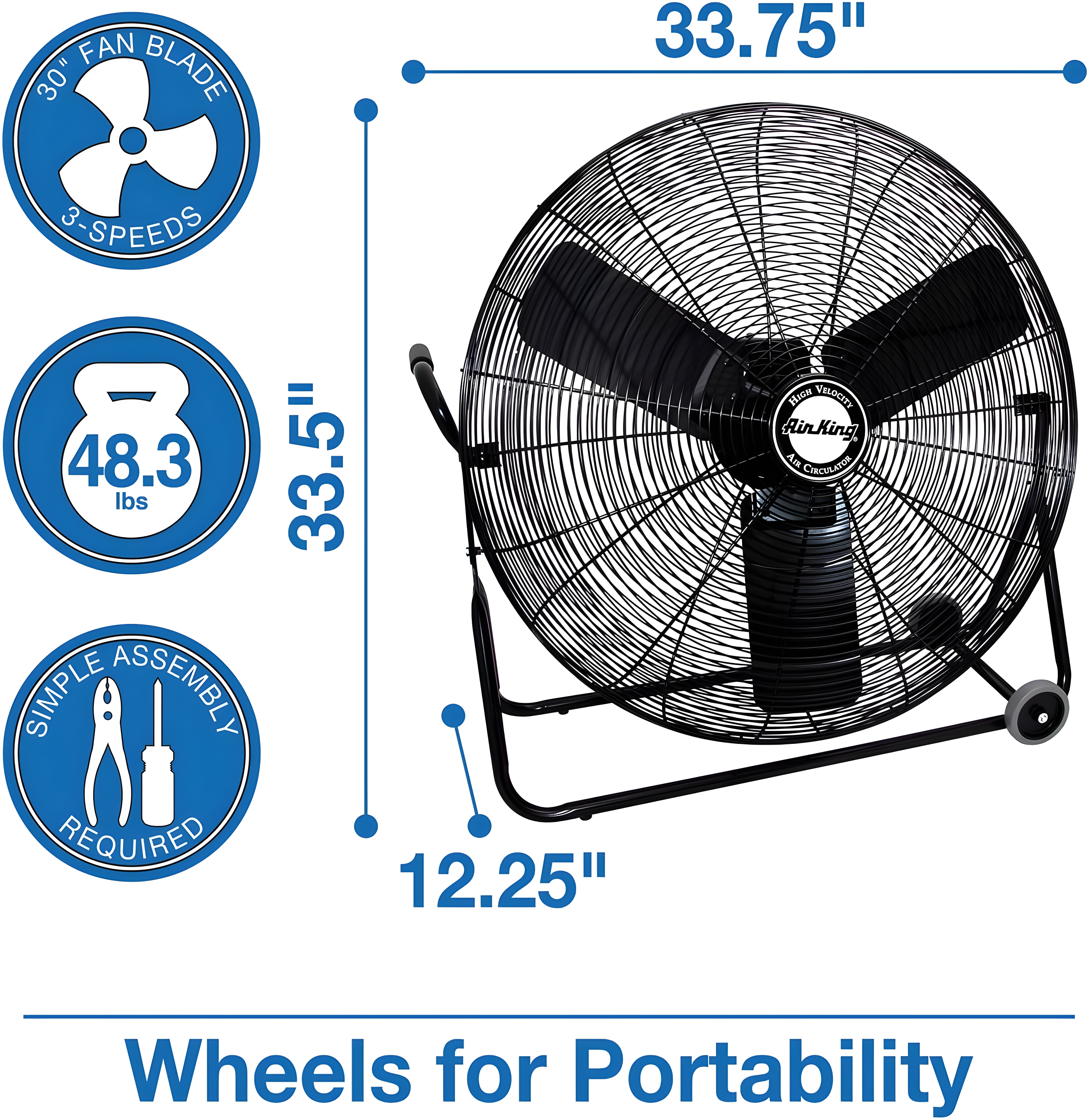 Air King Air King 3-Speed Indoor Industrial Open Motor Pivoting Floor Fan