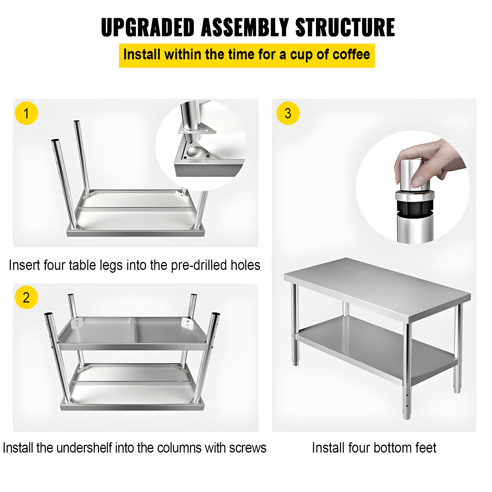Prep & Savour Demnan Metal Top Workbench