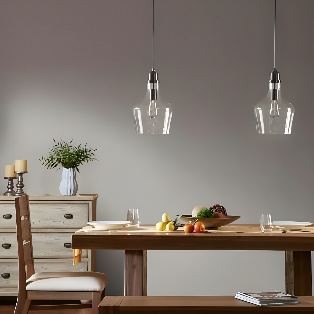 Hampton Hill Auburn 1-Light Transitional Metal and Glass Pendant in Bronze/Clear
