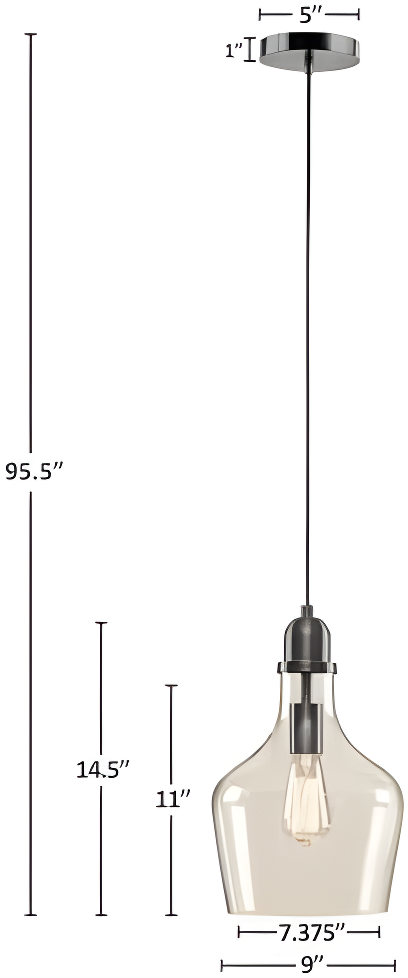 Hampton Hill Auburn 1-Light Transitional Metal and Glass Pendant in Bronze/Clear