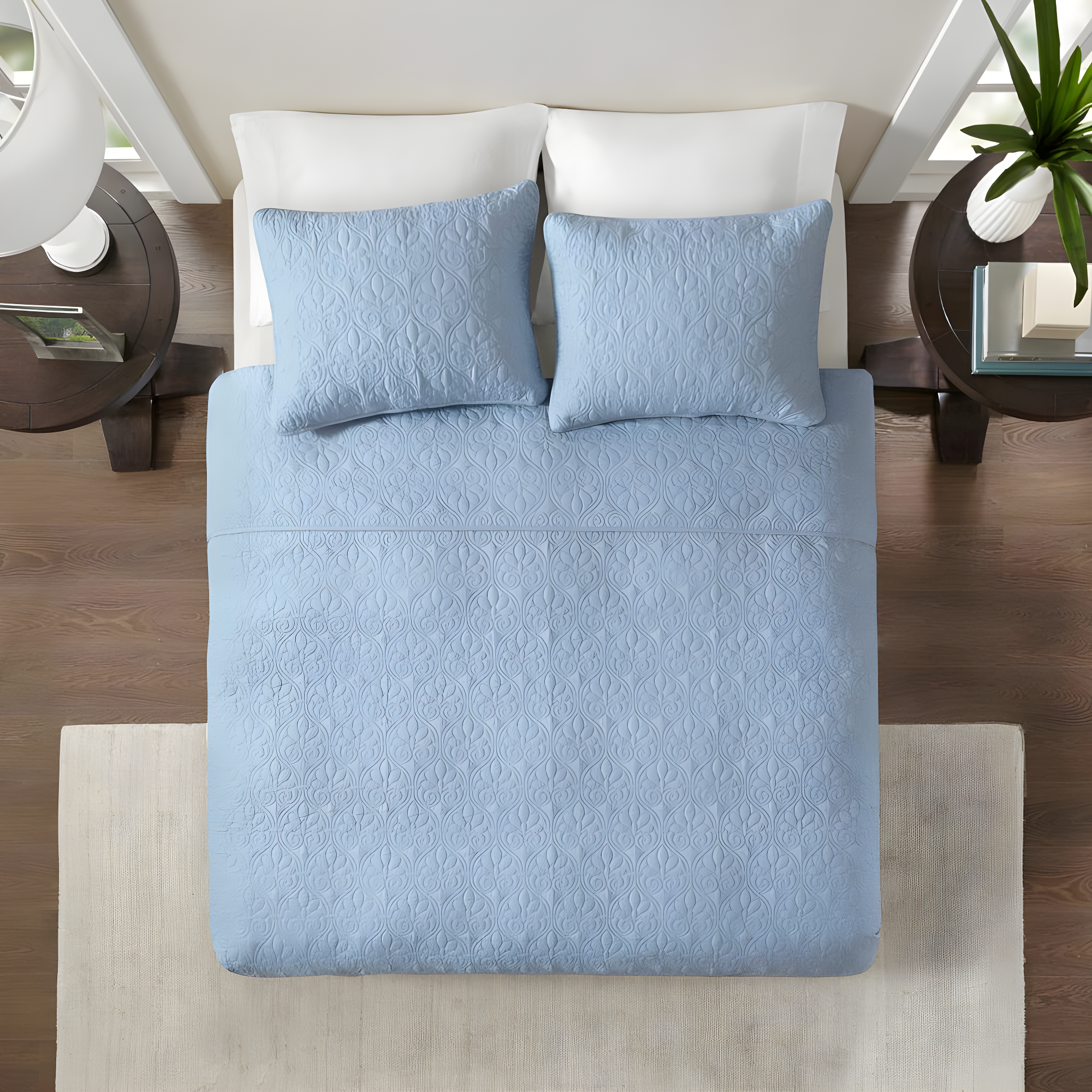 Madison Park 2pc Twin/Twin Extra Long Vancouver Reversible Coverlet Set Blue: Quilt Bedding Sets, Polyester Fill
