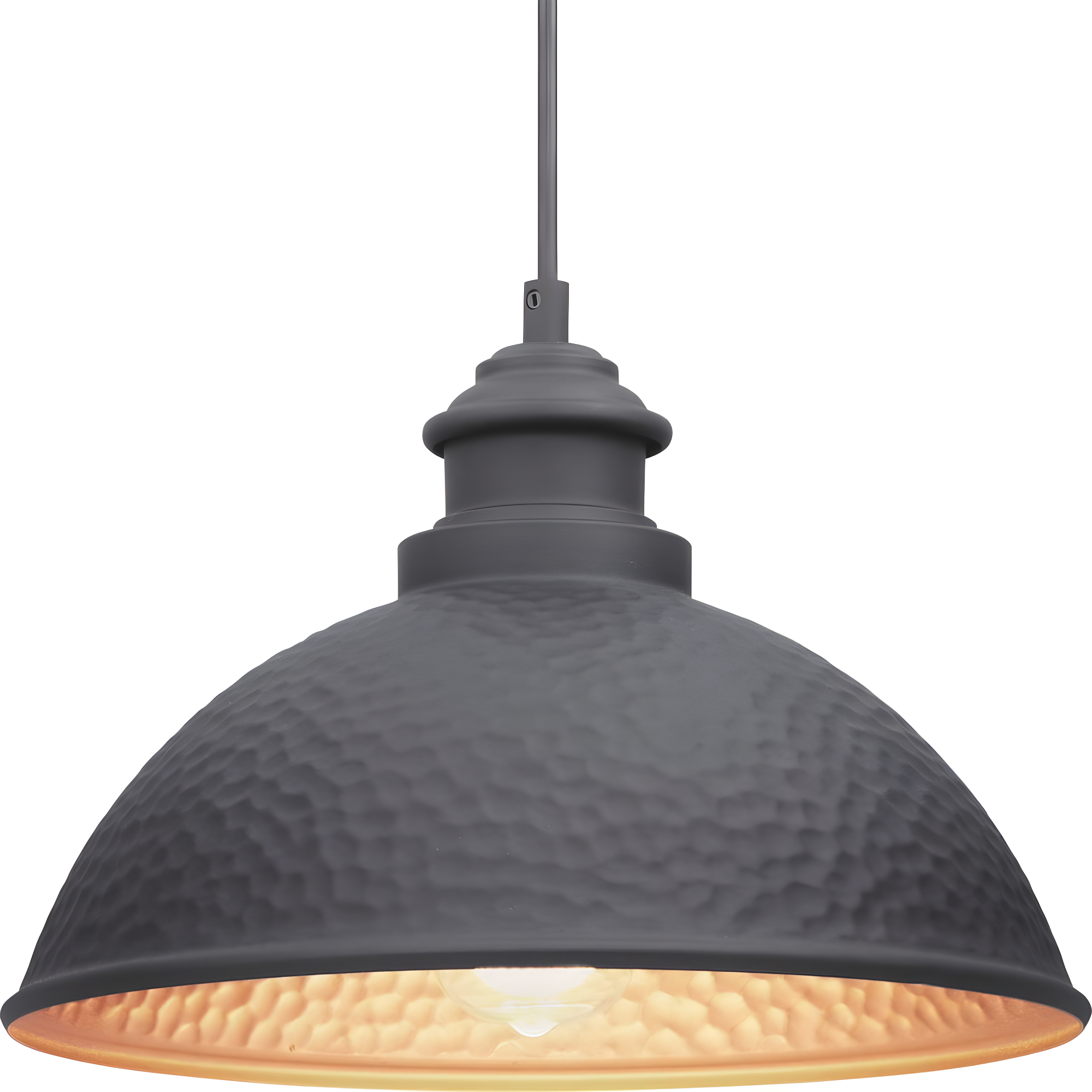 Progress Lighting Englewood 1-Light Hanging Lantern Pendant, Antique Bronze, Metallic Copper Coated Shade, Damp Rated