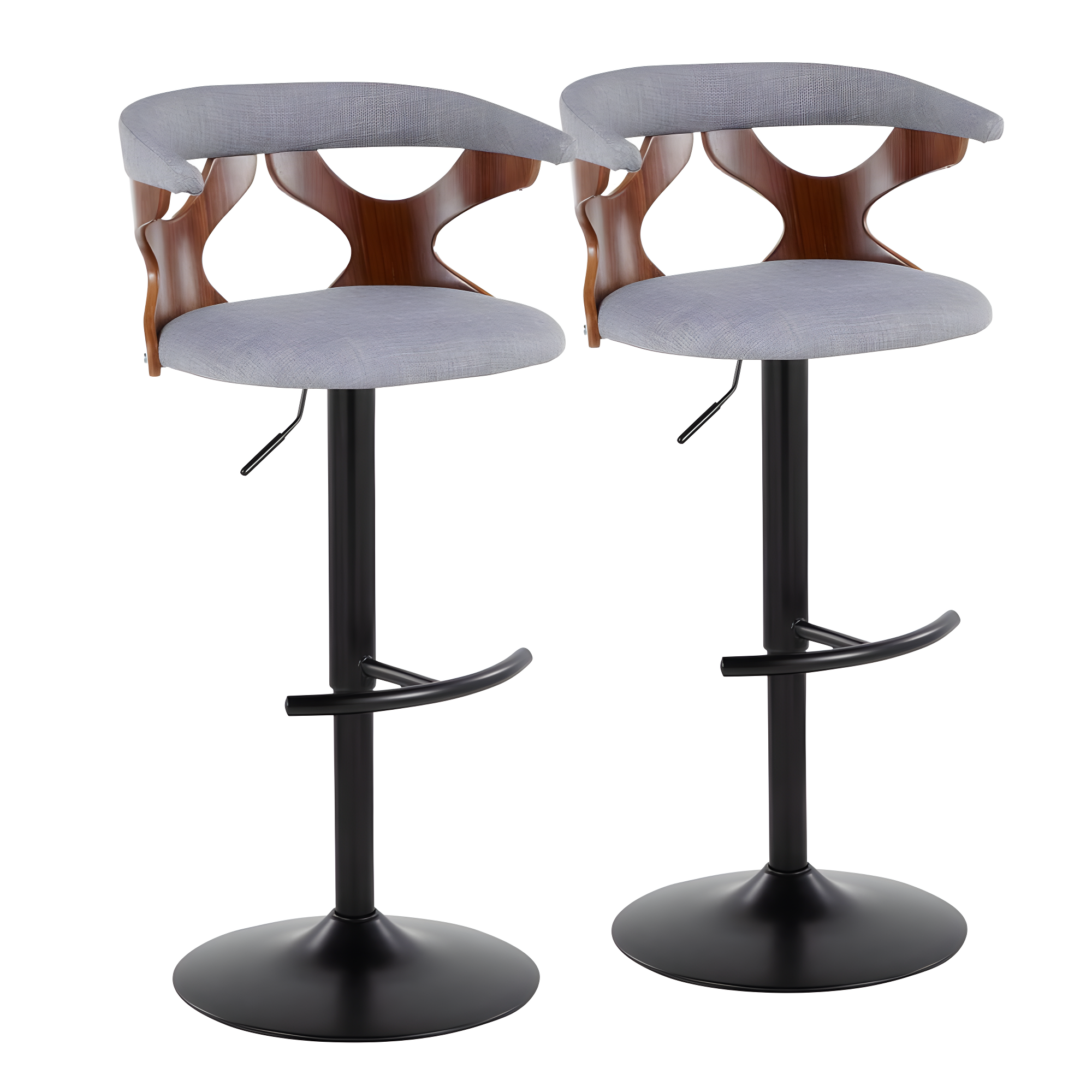 LumiSource Gardenia Swivel Upholstered Adjustable Height Counter Stool with Metal Frame (Set of 2)