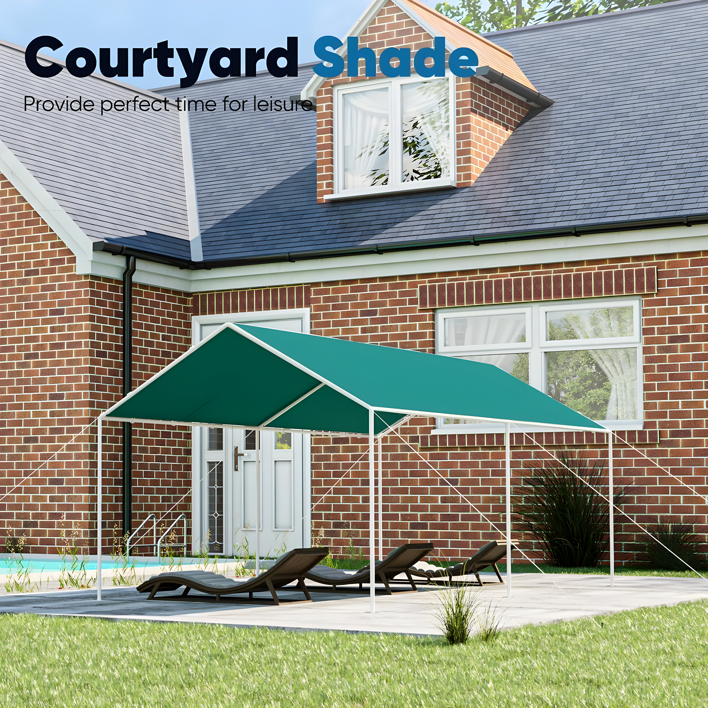 Outdoor Heavy Duty Carport 10 X 20 Ft, Car Canopy Tent with Reinforced Steel Cables (Green)