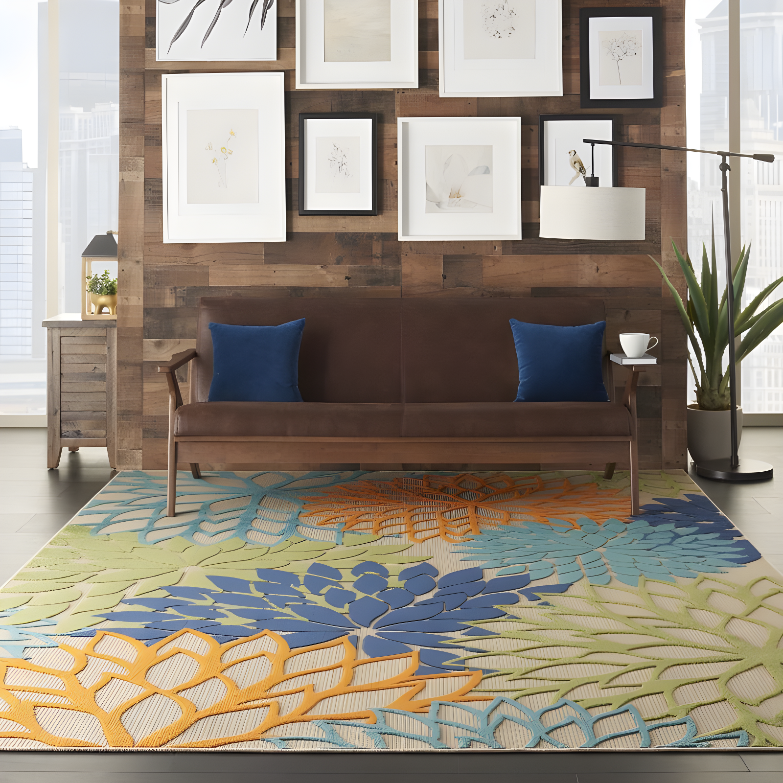 Nourison Aloha Floral Bloom Flatweave High-Low Indoor Outdoor Area Rug Multicolor 7' x 10'
