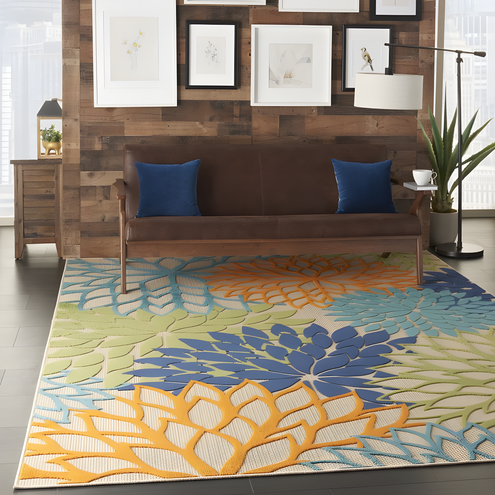 Nourison Aloha Floral Bloom Flatweave High-Low Indoor Outdoor Area Rug Multicolor 7' x 10'