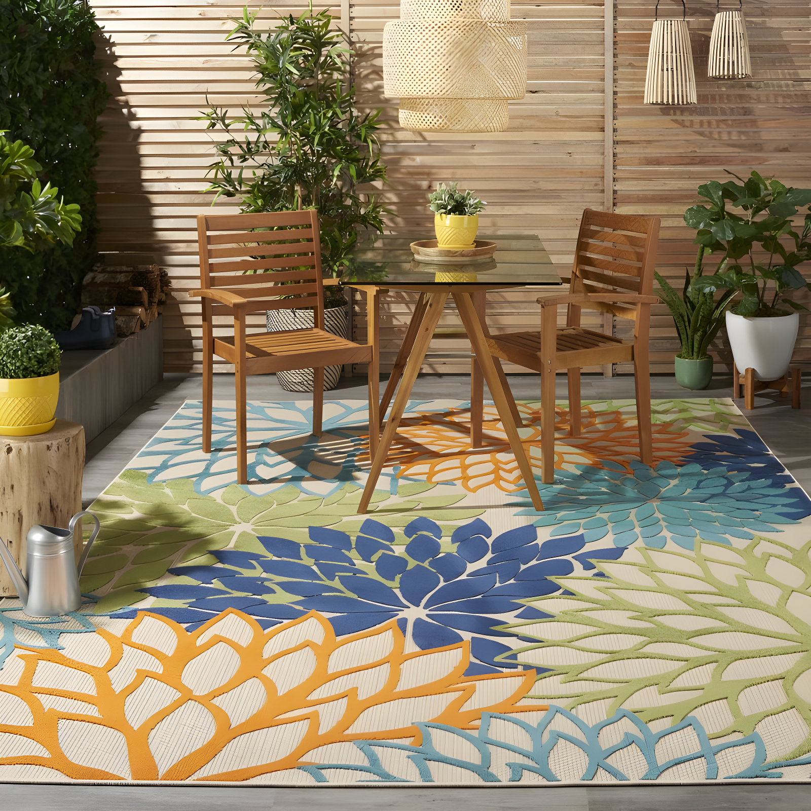 Nourison Aloha Floral Bloom Flatweave High-Low Indoor Outdoor Area Rug Multicolor 7' x 10'
