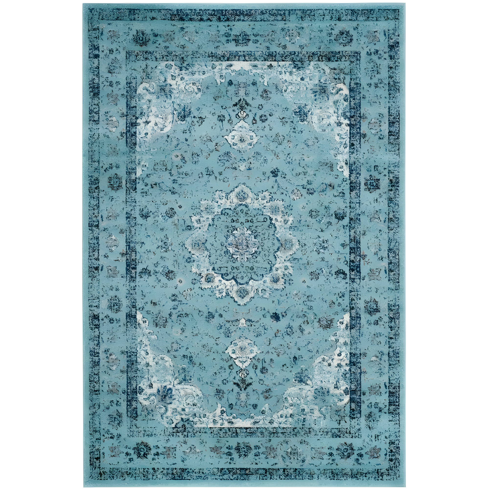 Evoke EVK220 Power Loomed Area Rug - Light Blue/Light Blue - 6'7"x9' - Safavieh.