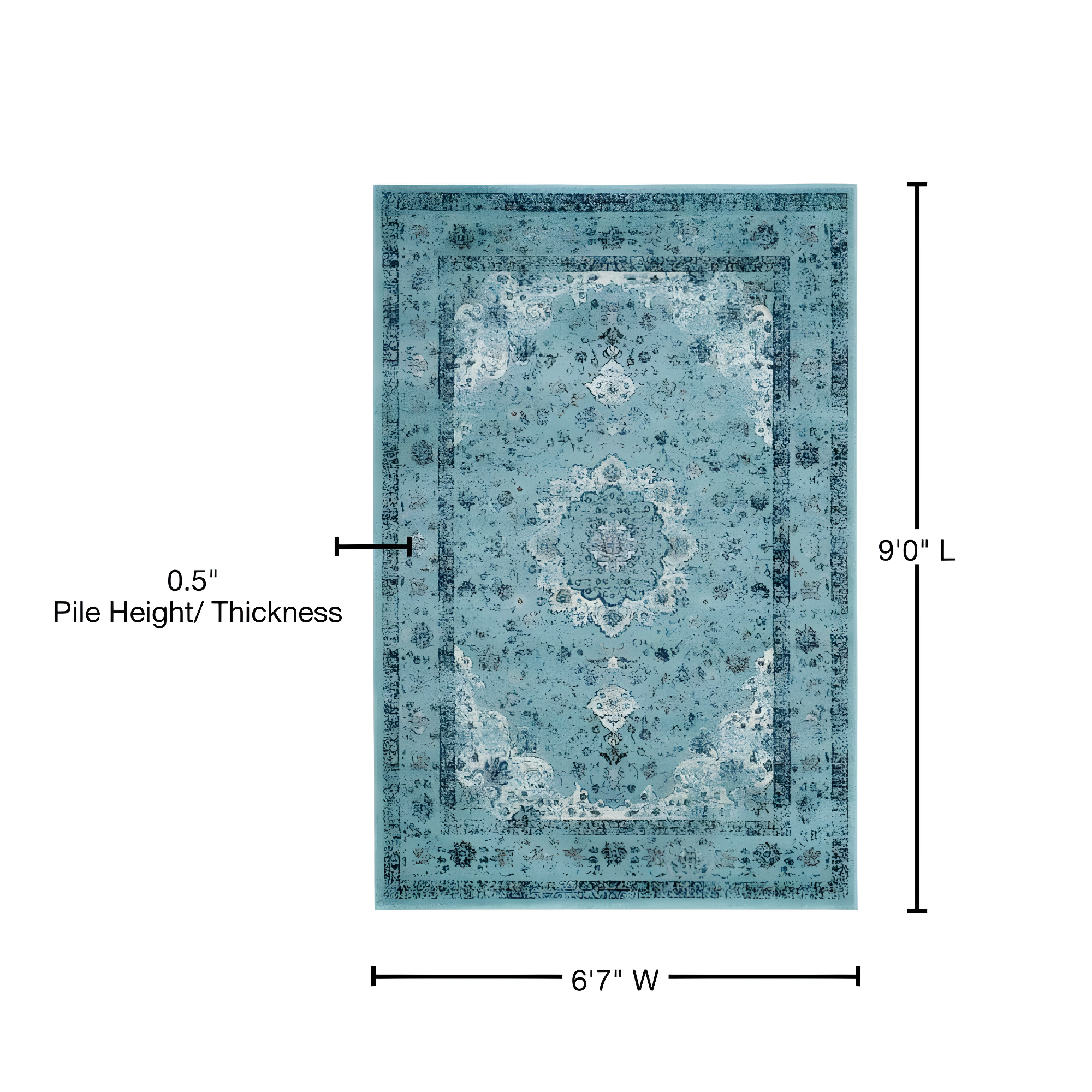 Evoke EVK220 Power Loomed Area Rug - Light Blue/Light Blue - 6'7"x9' - Safavieh.