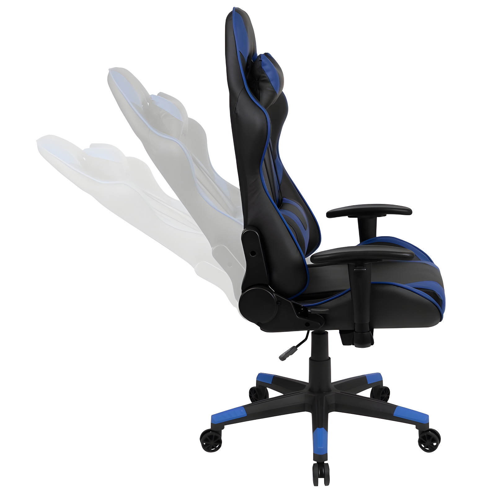 Flash Furniture X20 Gaming Chair Racing Office Ergonomic Computer PC Adjustable Swivel Chair with Reclining Back in Blue LeatherSoft