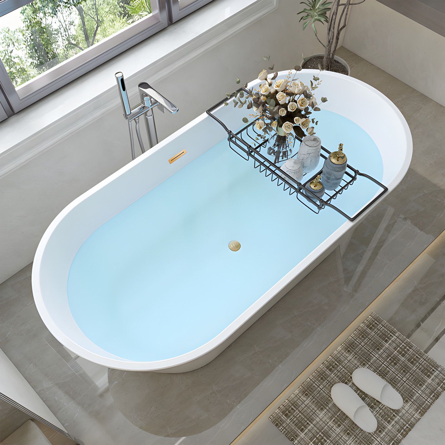 67'' x 32'' Freestanding Soaking Acrylic Bathtub