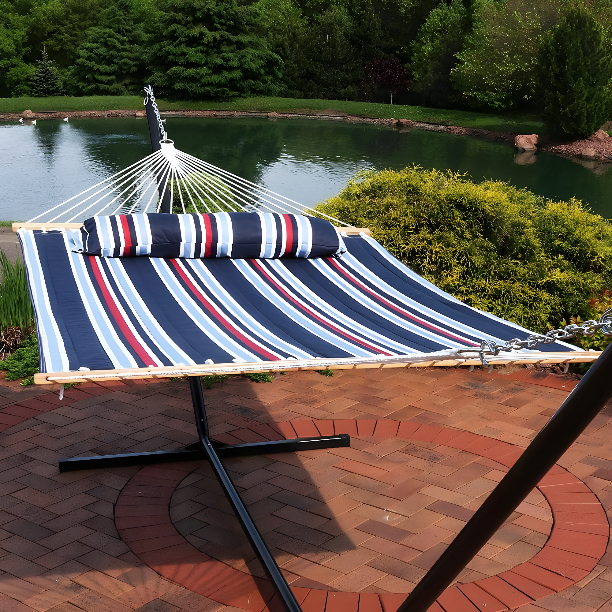 2-Person Quilted Polyester Spreader Bar Hammock