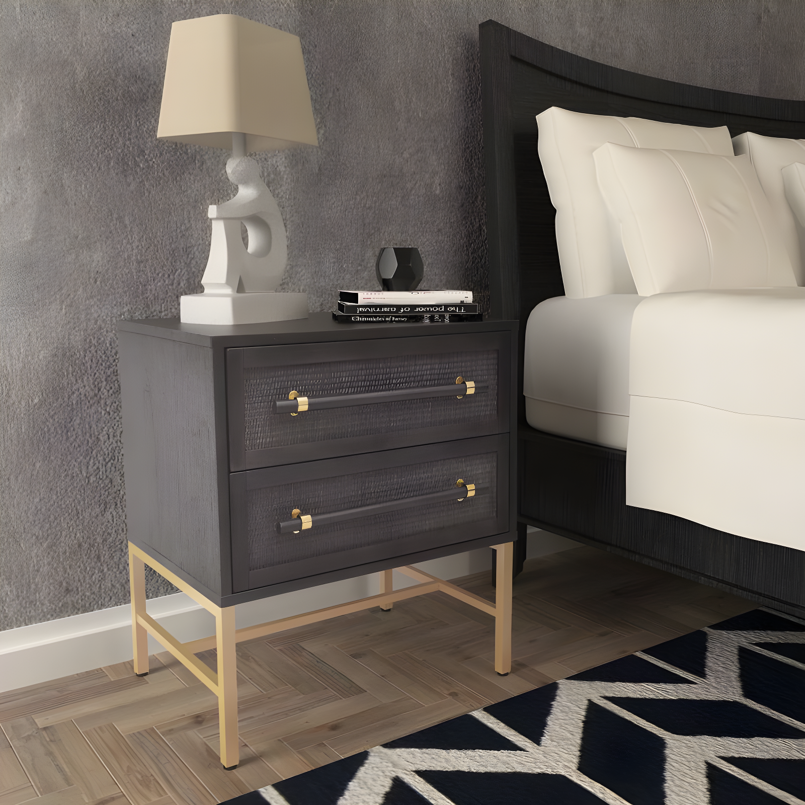Sophia 2 Drawer Rattan Nightstand