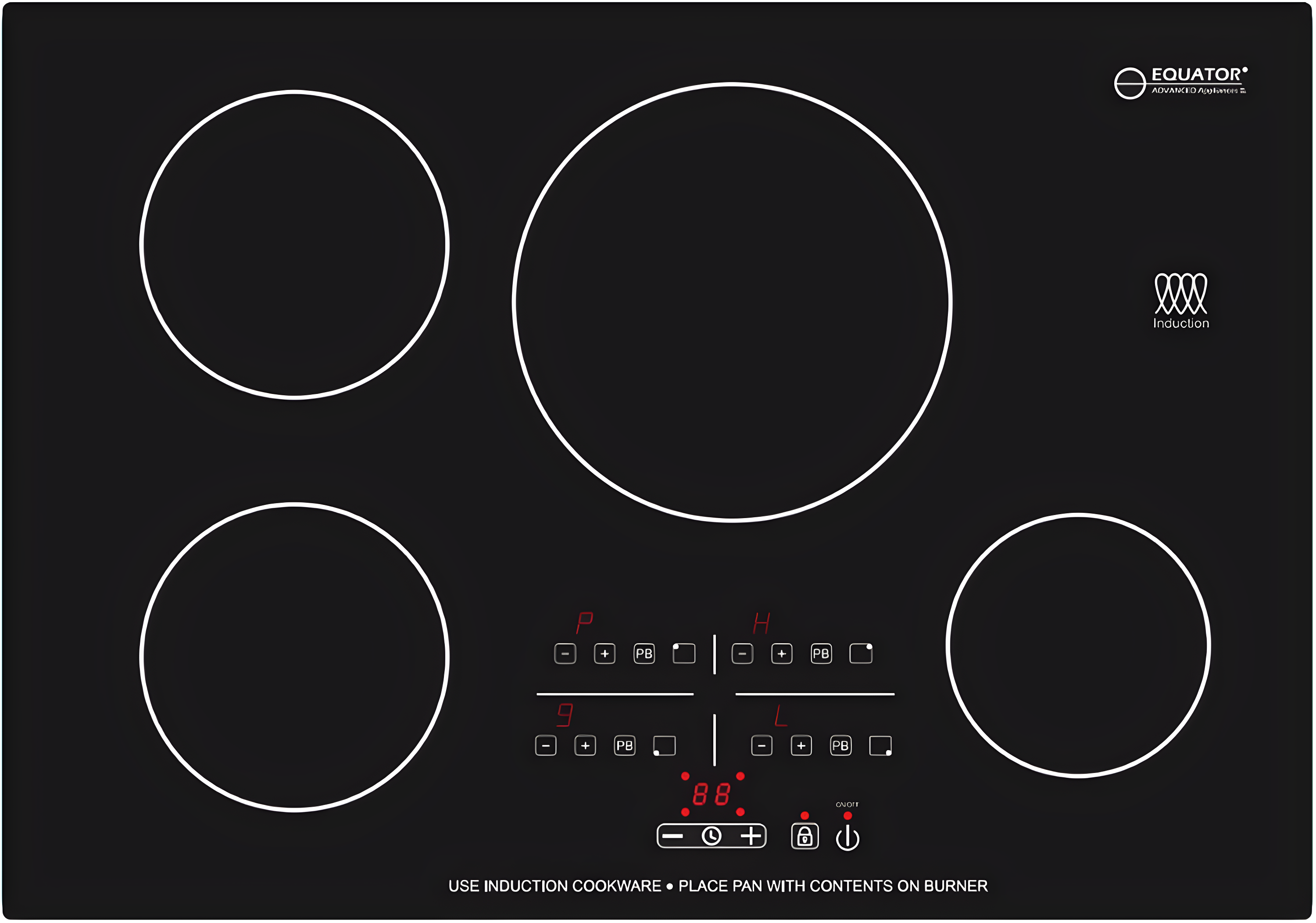 Equator Advanced Appliances Equator 30" Built-In 4 Burner Induction Cooktop POWER BOOST Keep Warm 240V/7400W BIC 304