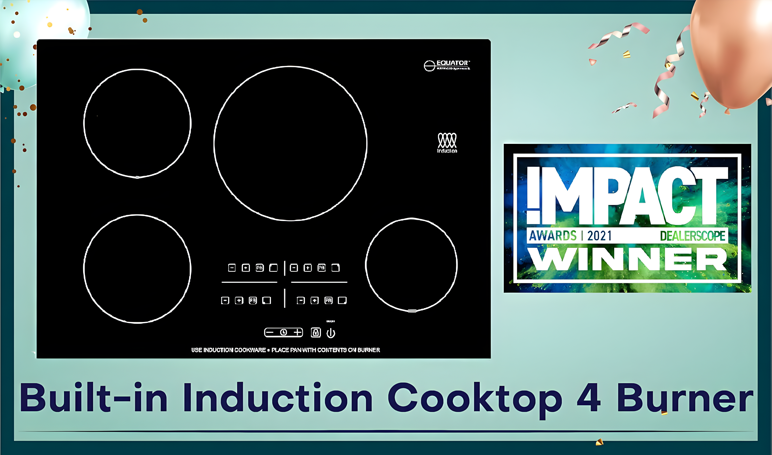 Equator Advanced Appliances Equator 30" Built-In 4 Burner Induction Cooktop POWER BOOST Keep Warm 240V/7400W BIC 304