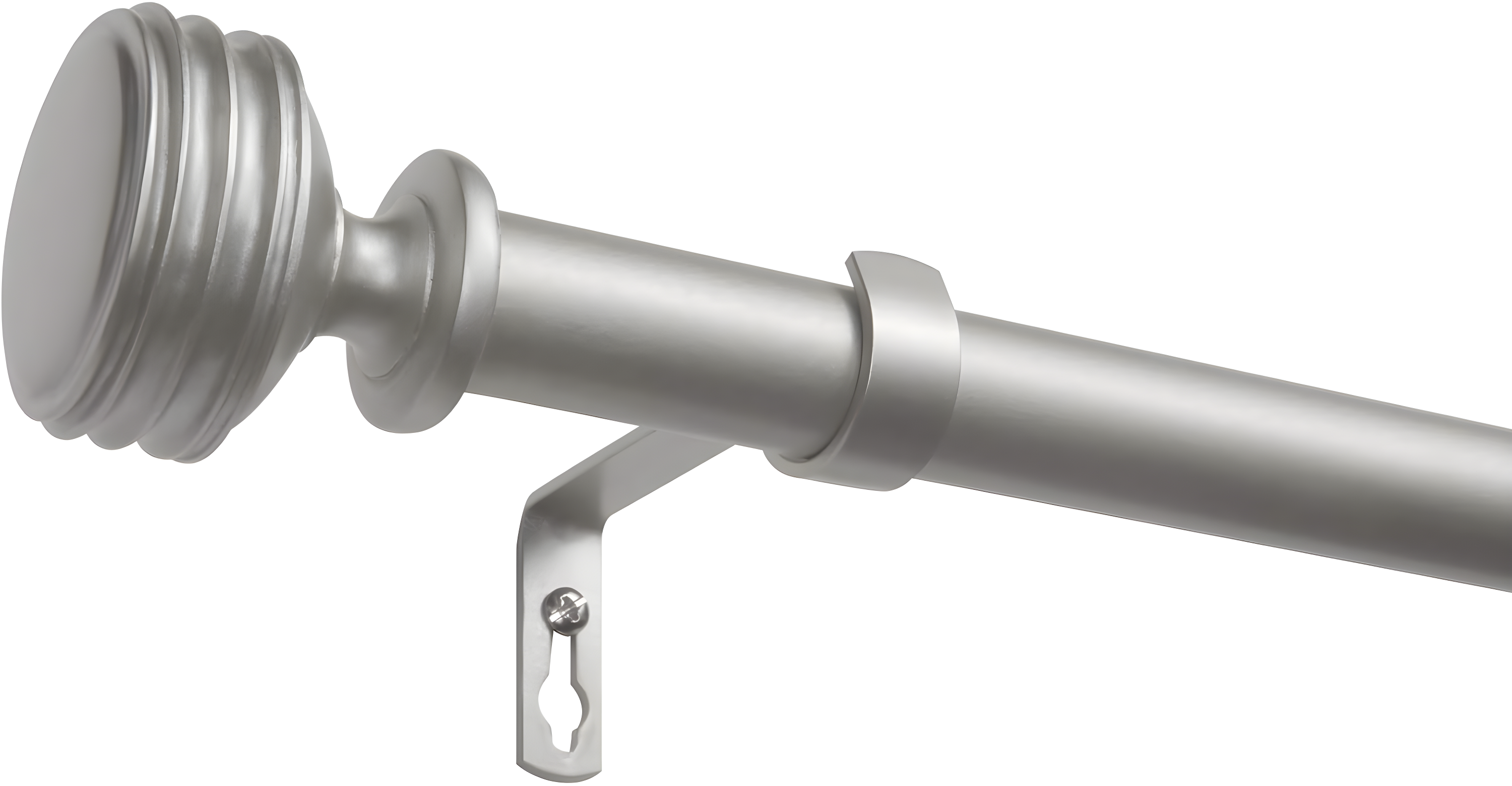 Exclusive Home 66"-120" Duke Curtain Rod - Matte Silver: Iron, Single Rod, 25lb Capacity, Rounded Cap Finial