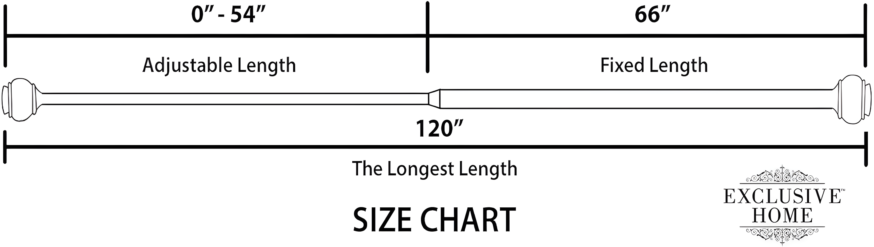 Exclusive Home 66"-120" Duke Curtain Rod - Matte Silver: Iron, Single Rod, 25lb Capacity, Rounded Cap Finial