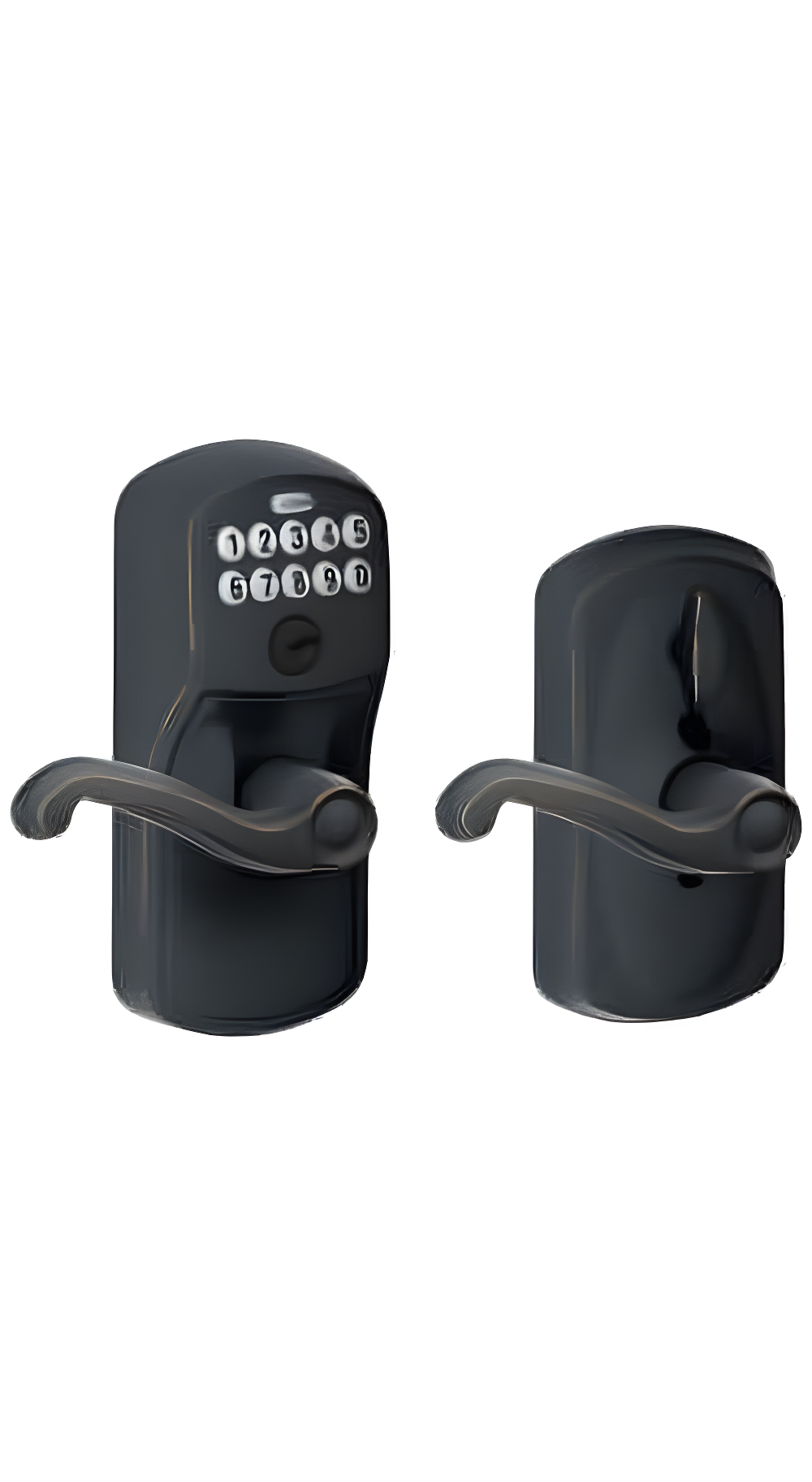 SCHLAGE FE595 PLY 716 FLA Plymouth Keypad Entry with Flex-Lock and Flair Style Levers, Aged Bronze